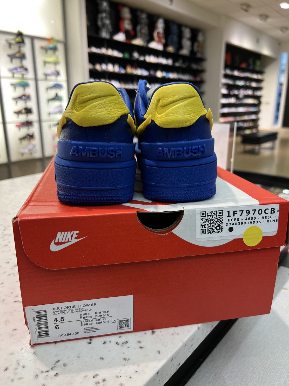 AMBUSH x Nike Air Force 1 Low Blue Yellow Sz 4.5/6W REP BOX