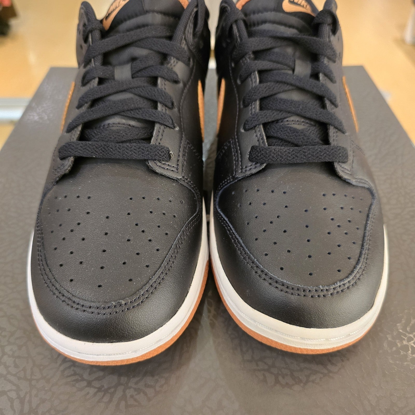 Size 9.5 - Nike Dunk Low Black Amber Brown