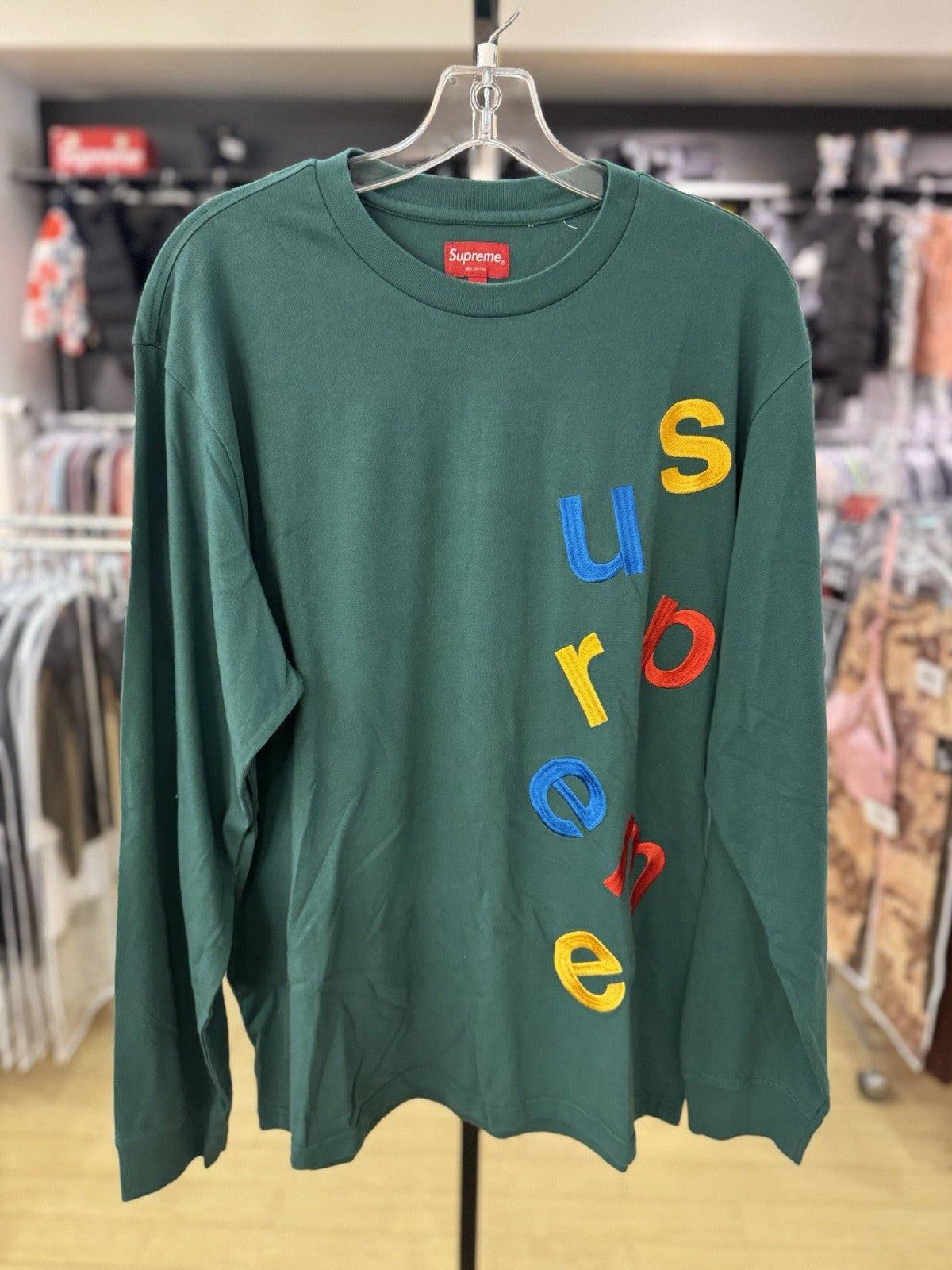 Supreme Scatter Logo L/S Top Dark Green Size Medium