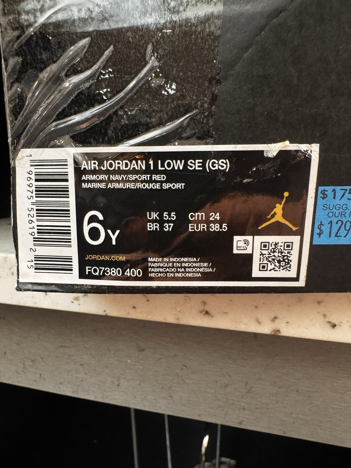 Jordan 1 Low Armory Navy Sport Red Size 6Y