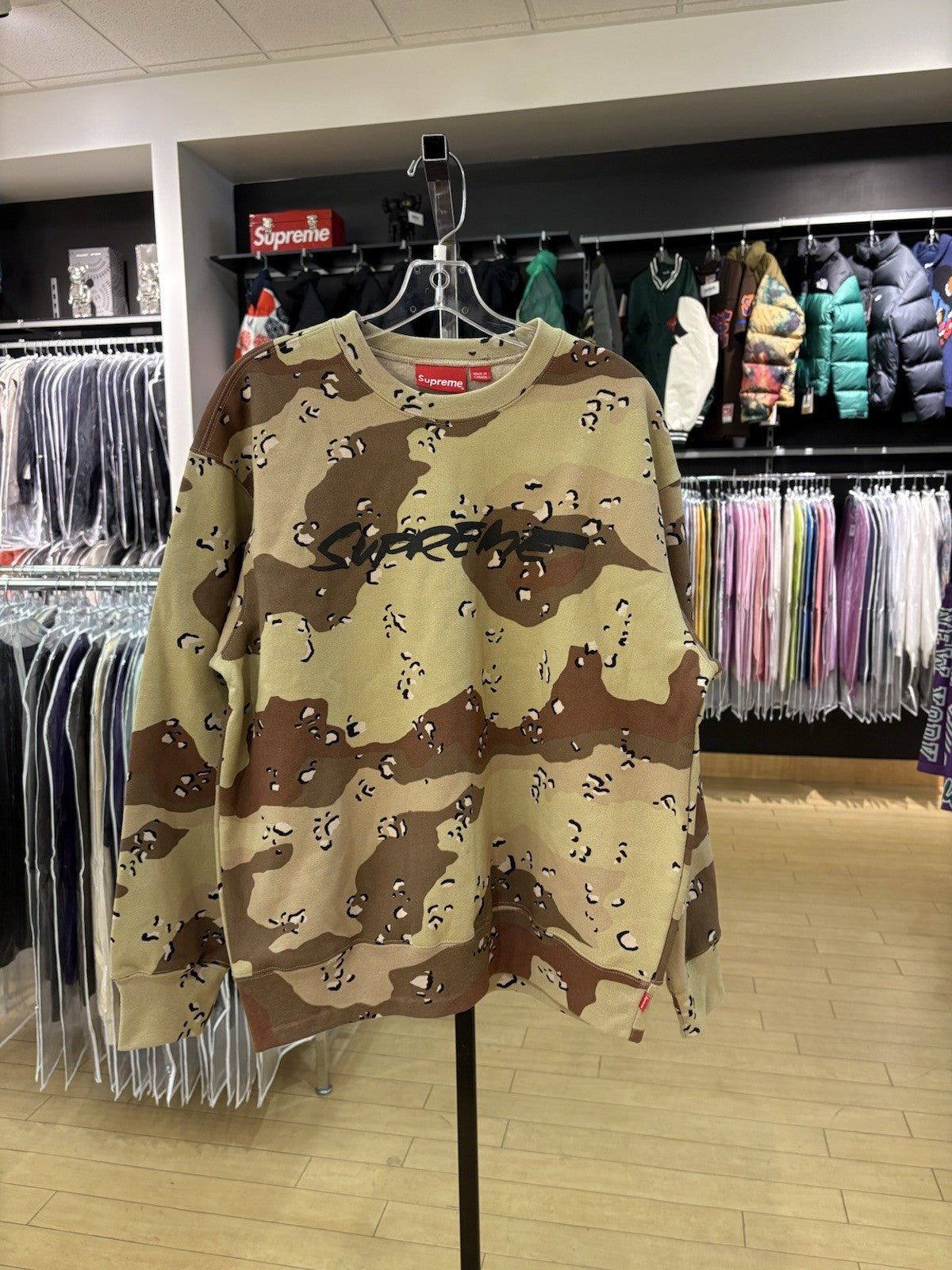 Supreme Futura Logo Crewneck Chocolate Chip Camo SZ M