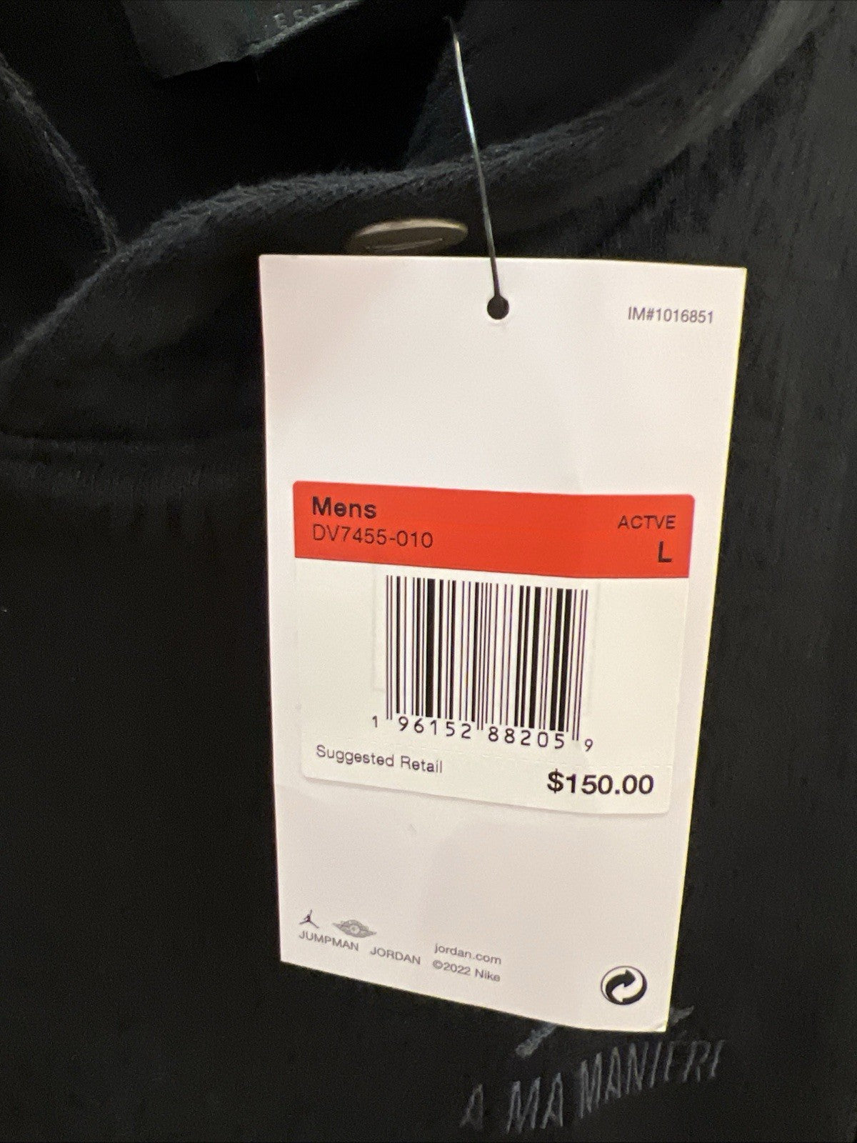 Nike Air Jordan A MA MANIERE JACQUARD SWEATSHIRT BLACK SZ L