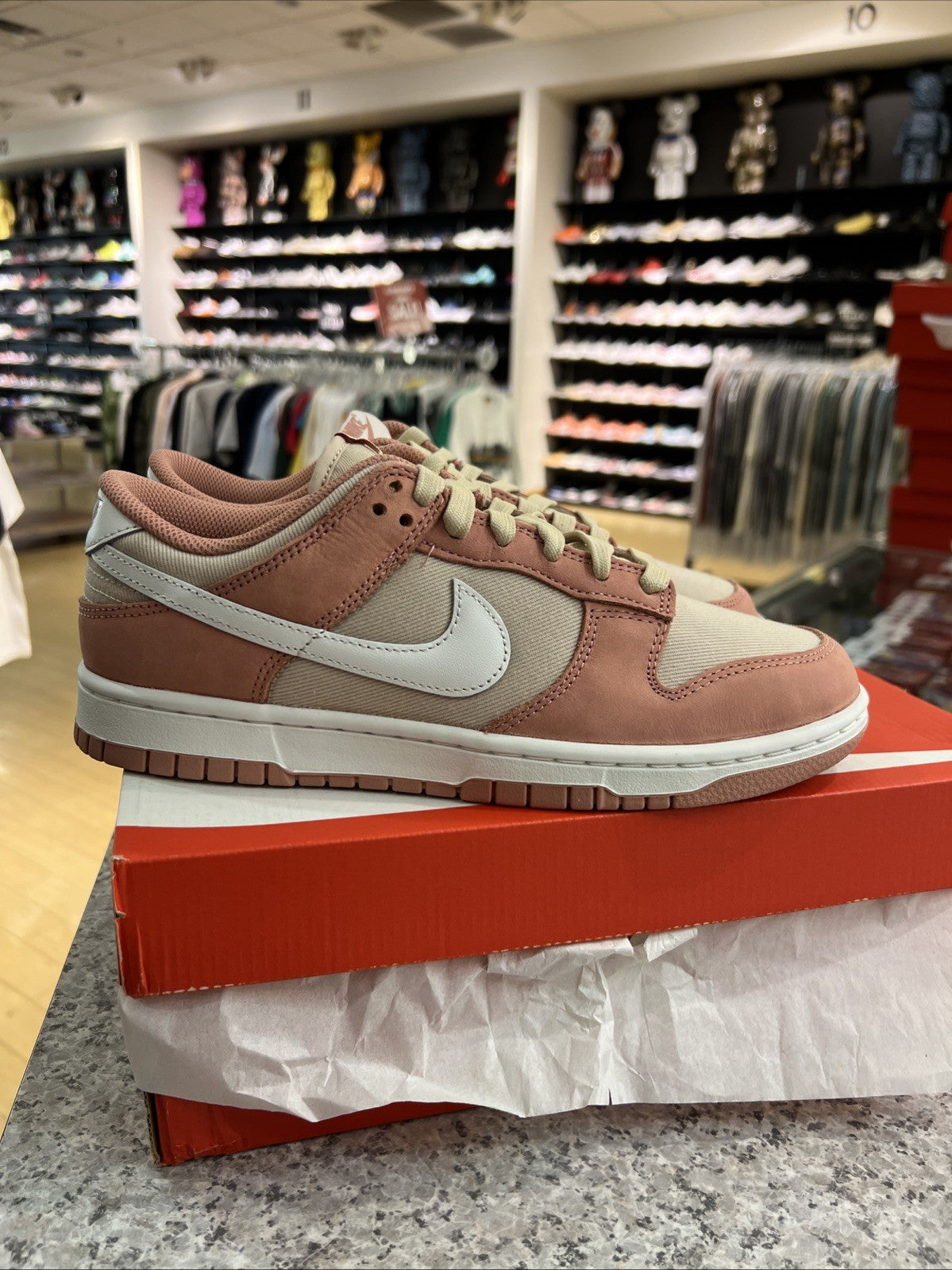 Nike Dunk Low Retro PRM Red Stardust Pink White Tan Sz 8.5