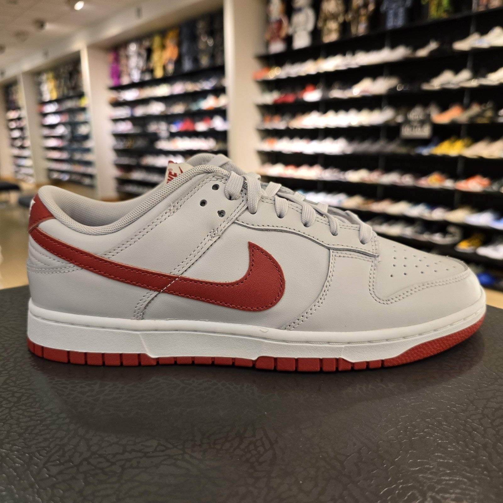 Size 9 - Nike Dunk Low Vast Grey Varsity Red