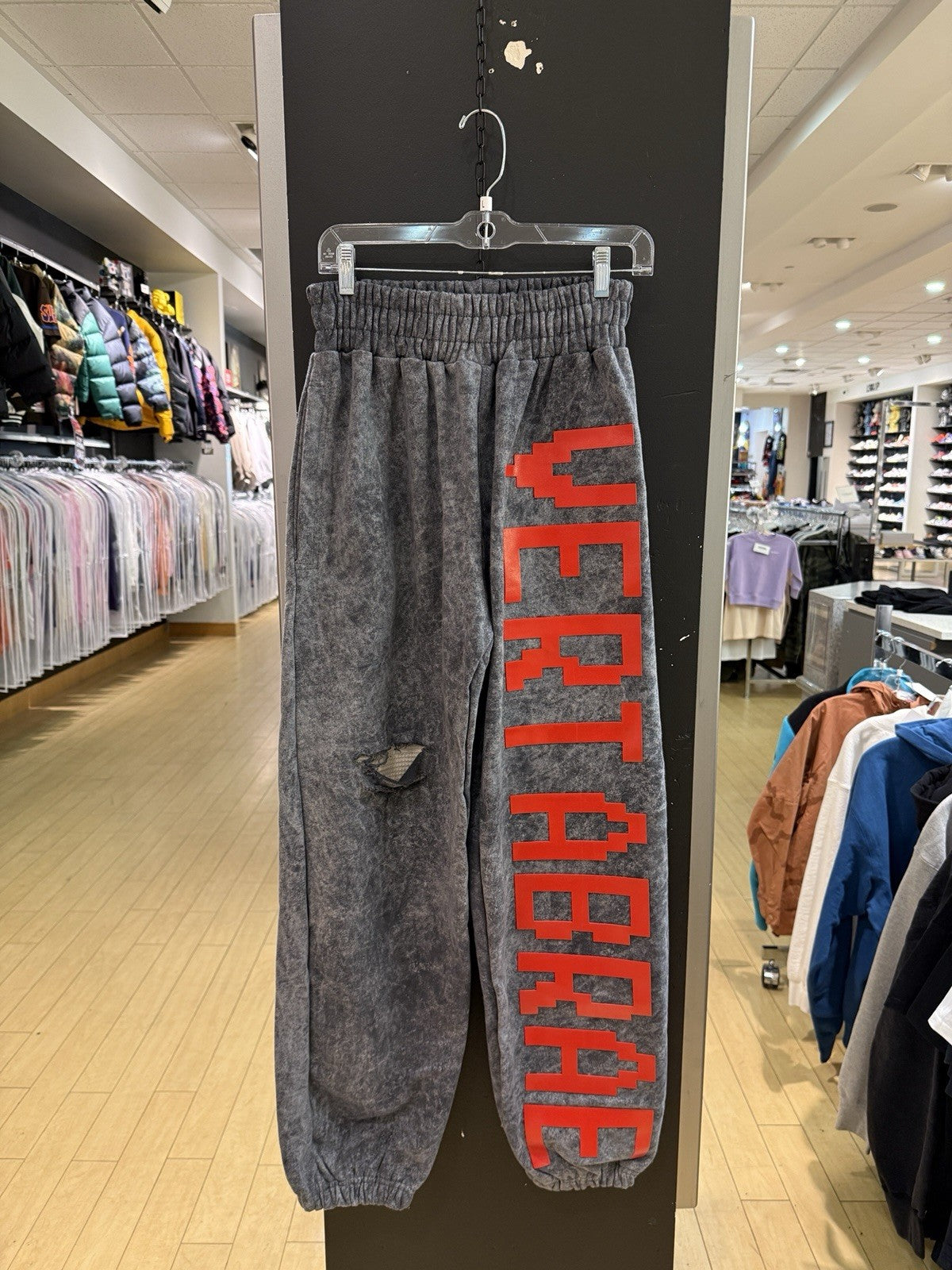 Vertabrae C-1 Sweatpants Washed Grey Red Sz L DEFECT