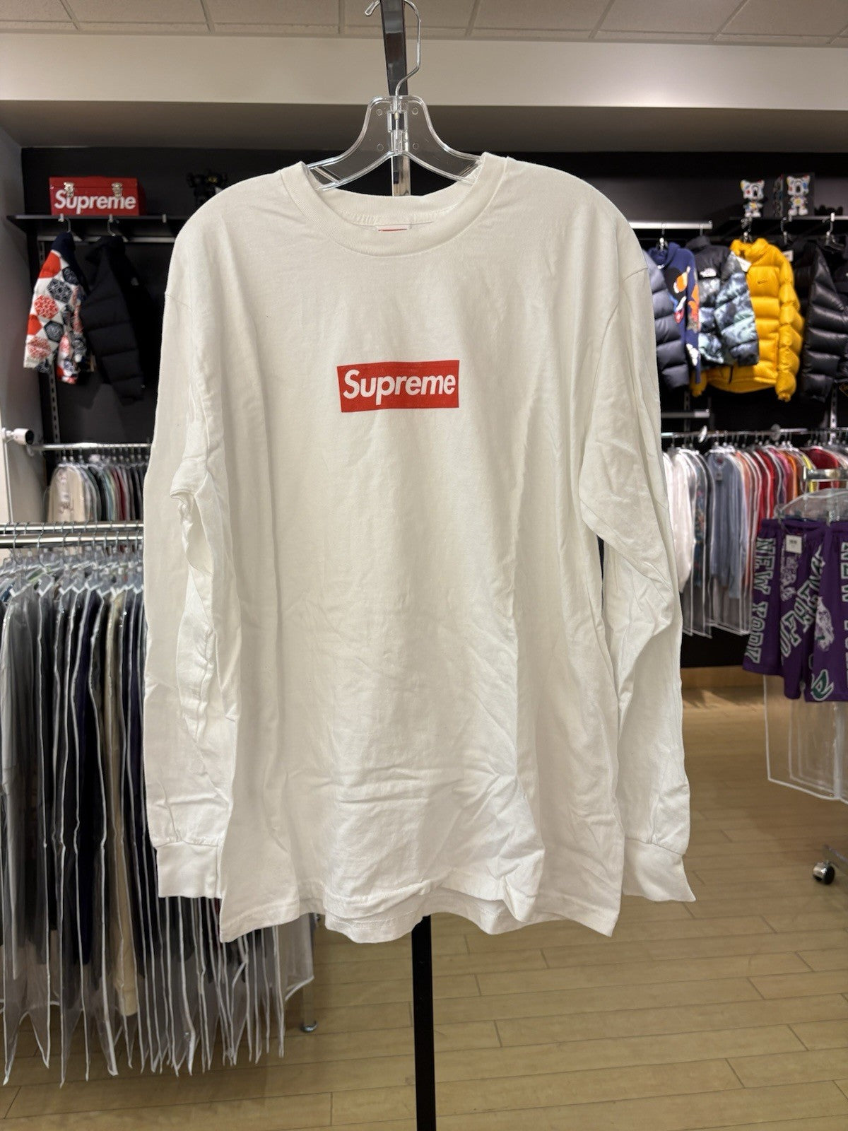 Supreme Box Logo L/S Tee White Sz Large