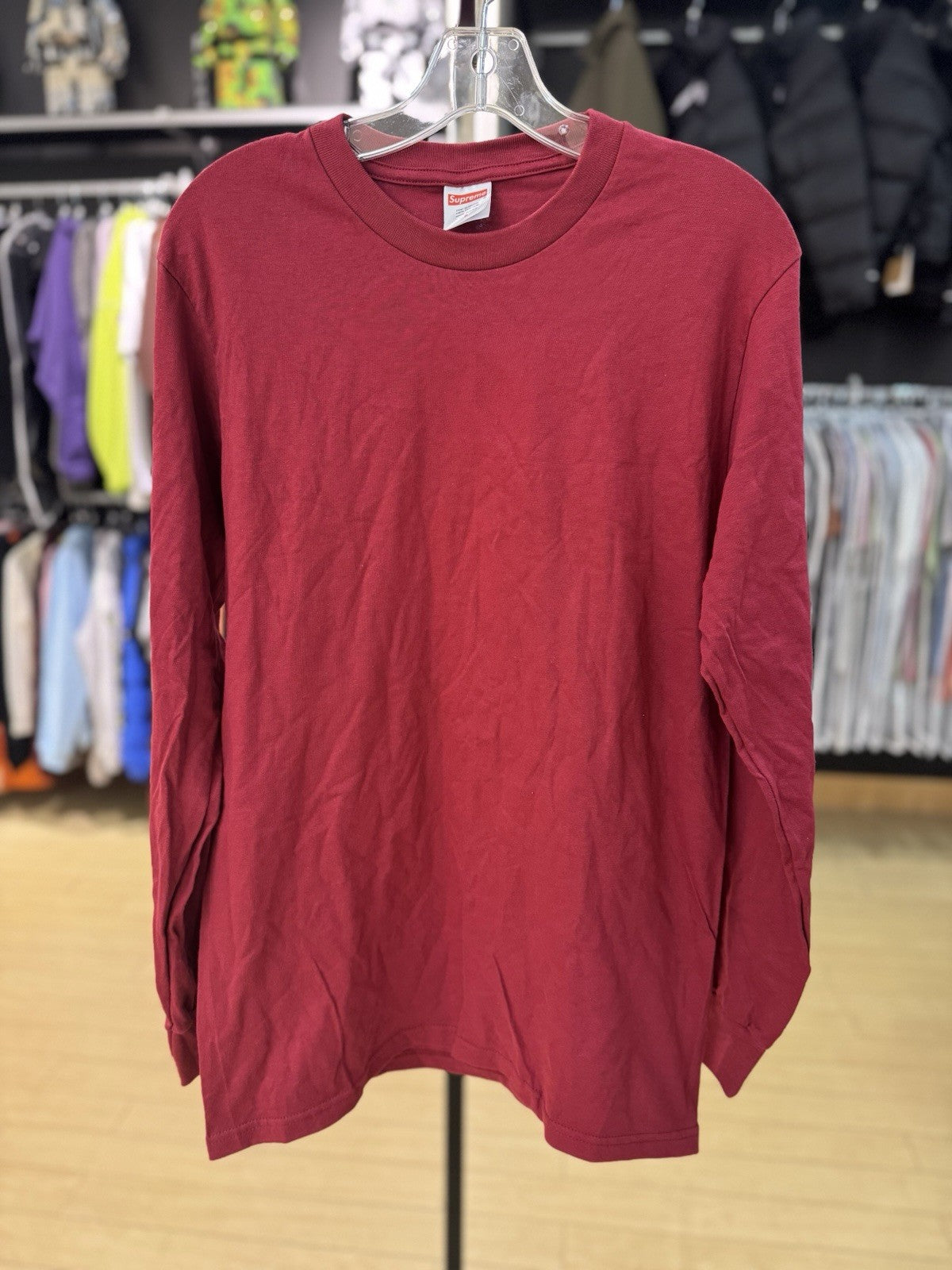 Supreme Long Sleeve Maroon Black Shirt Size Small