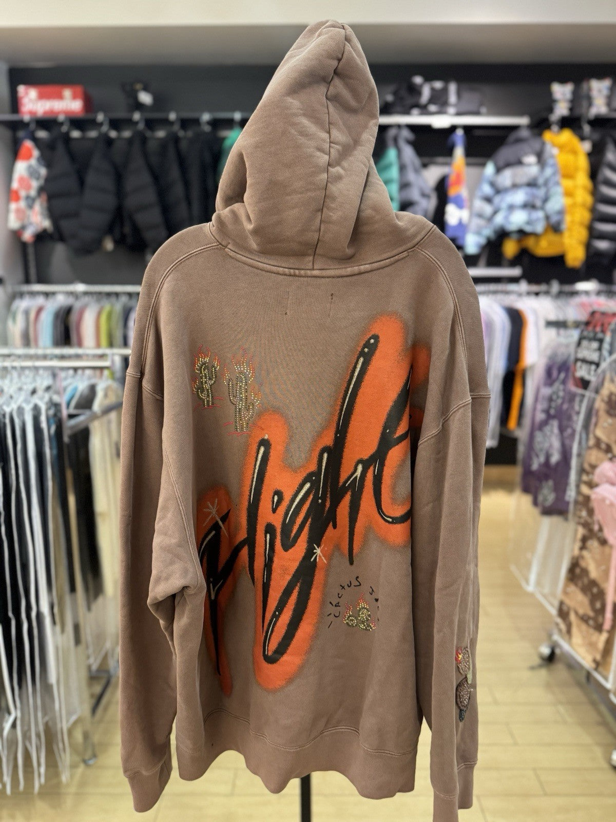 Travis Scott X Jordan Flight Graphic Hoodie Archaeo Brown Size XXL