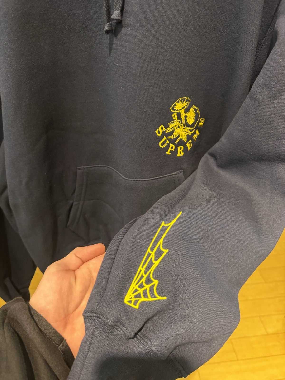 Supreme Wild Embroidered Hooded Sweatshirt Navy Size M