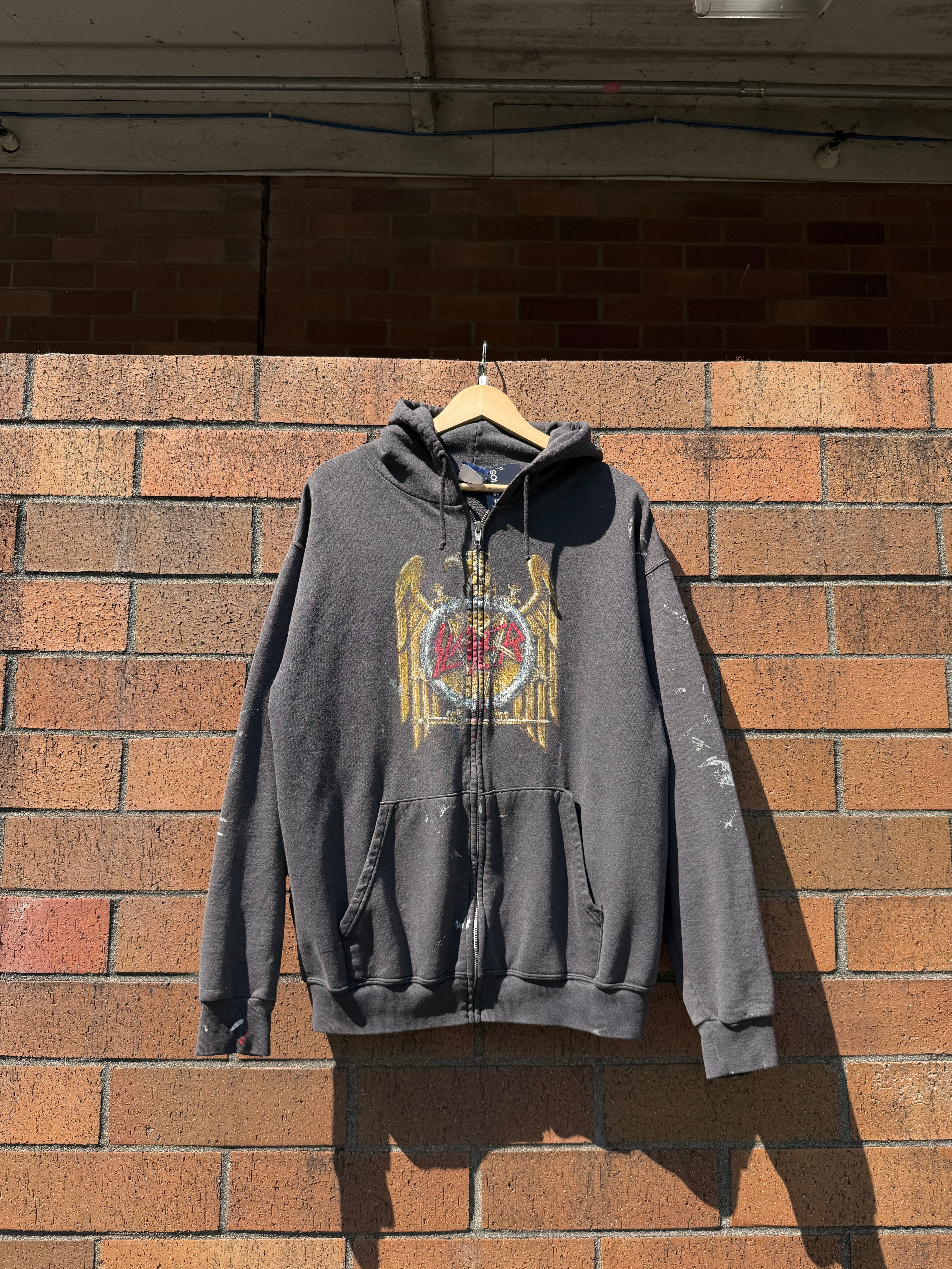Y2K Slayer Thrashed Zip Up Hoodie Size L
