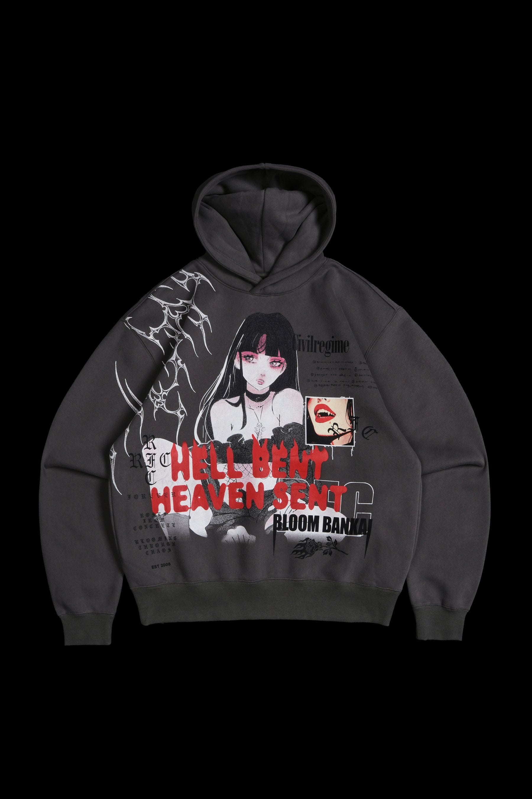 Civil Regime Bloom Bankai Temptress Chaos Hoodie Ash Grey Sz Small