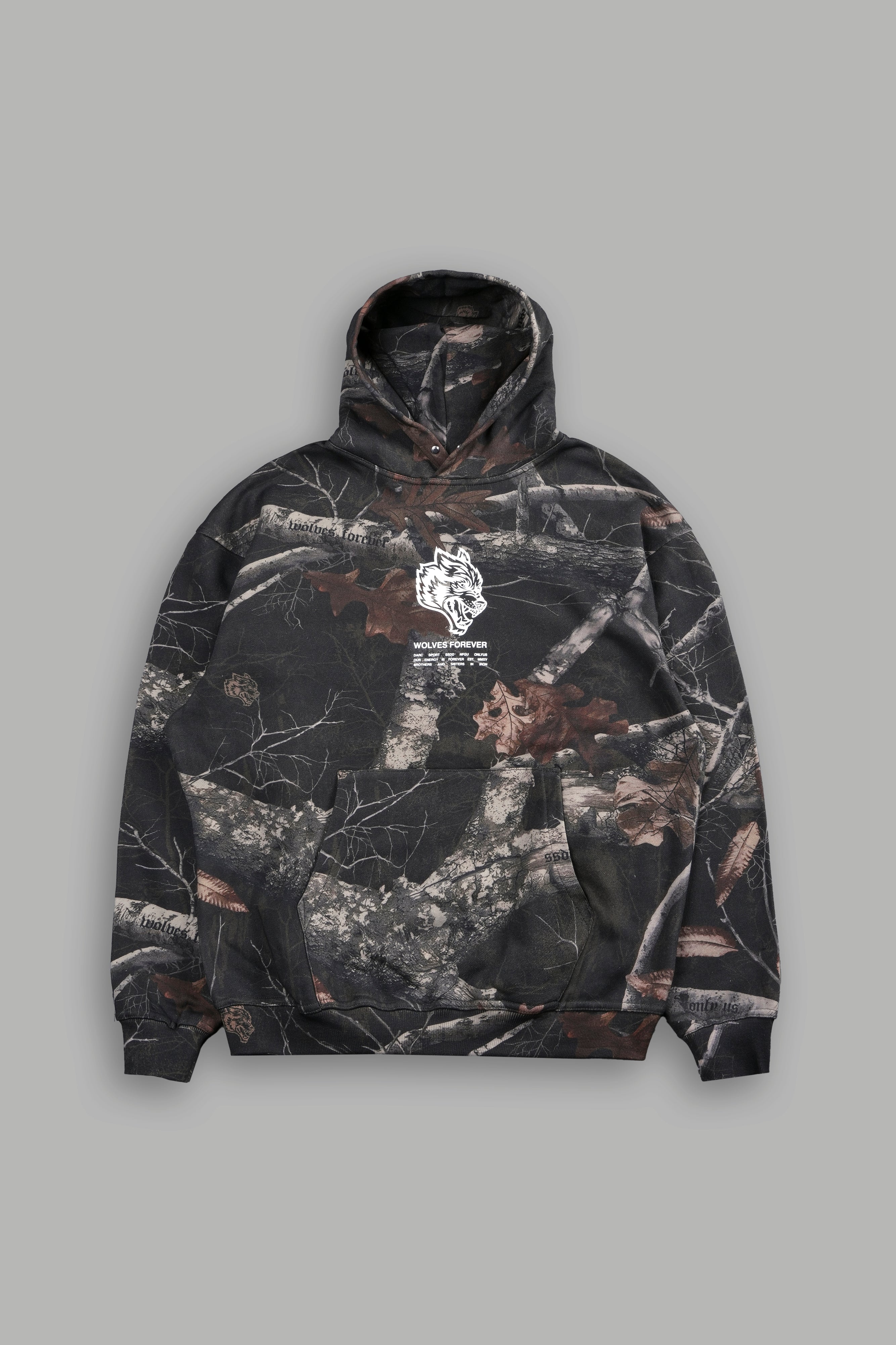 Darc Sport Wolves Have Your Back Pierce Hoodie Brown Woodland Camo Sz XL