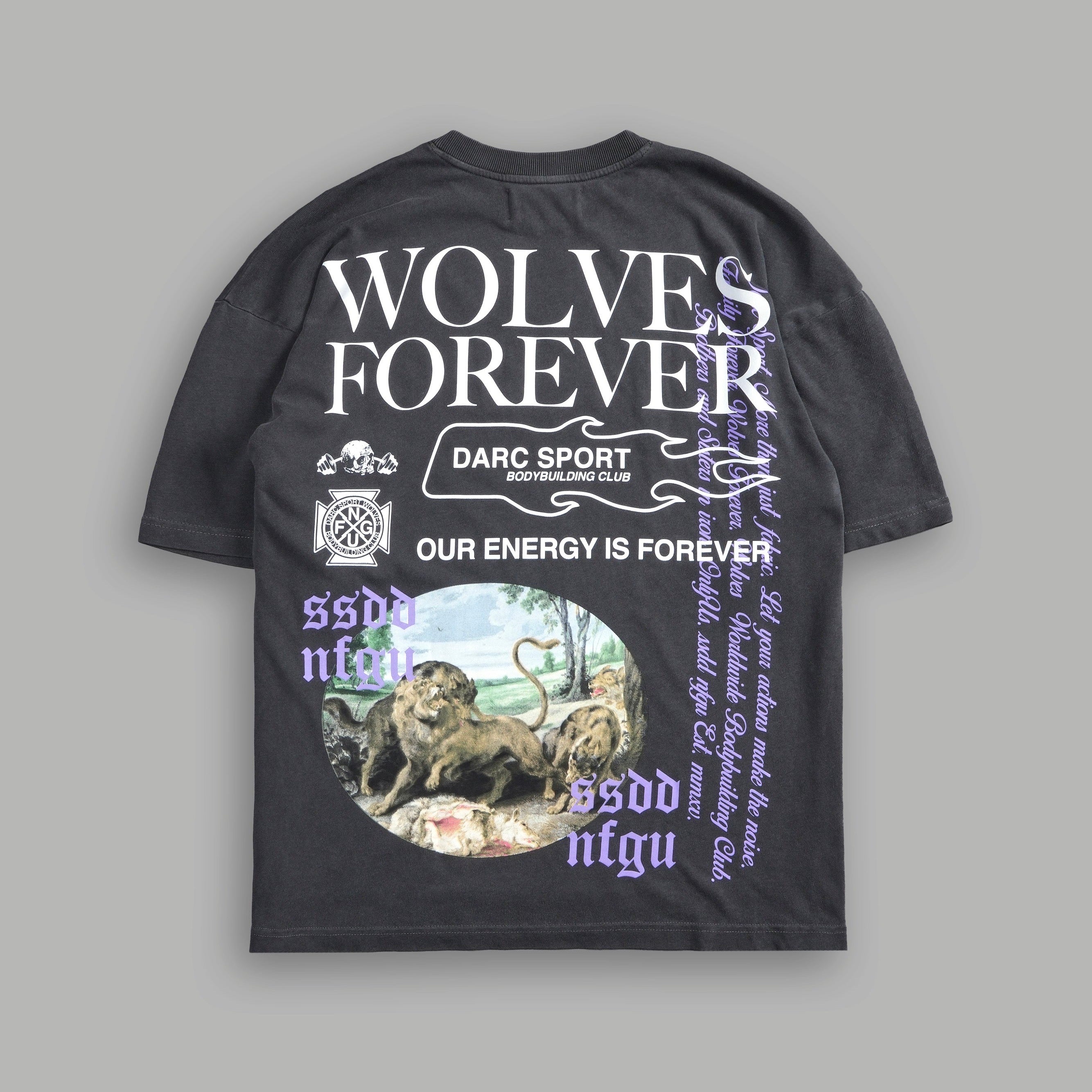 Darc Sport Three Wolves Premium Oversized Tee Grey Sz L
