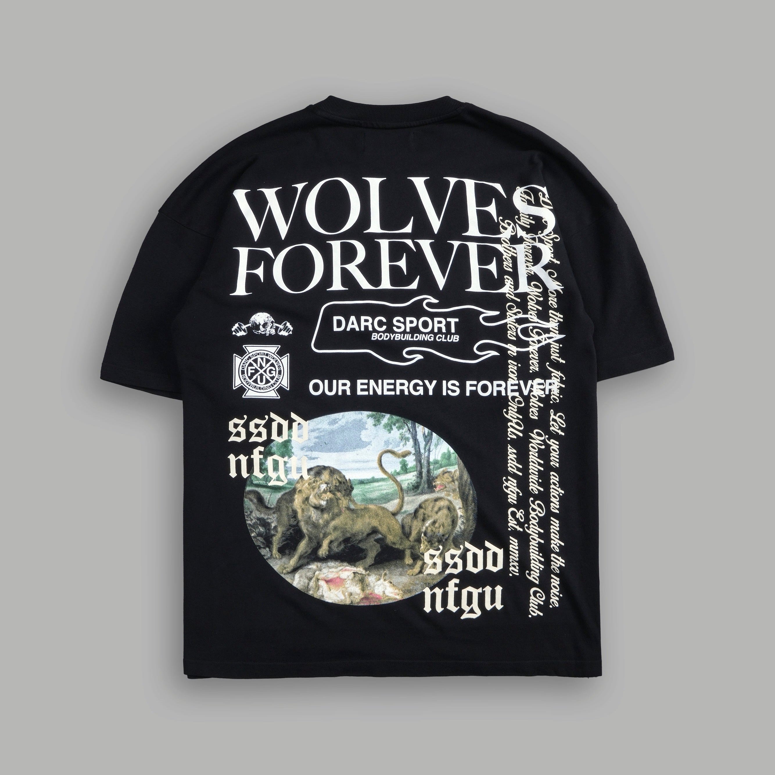 Darc Sport Three Wolves Premium Oversized Tee Black Sz L