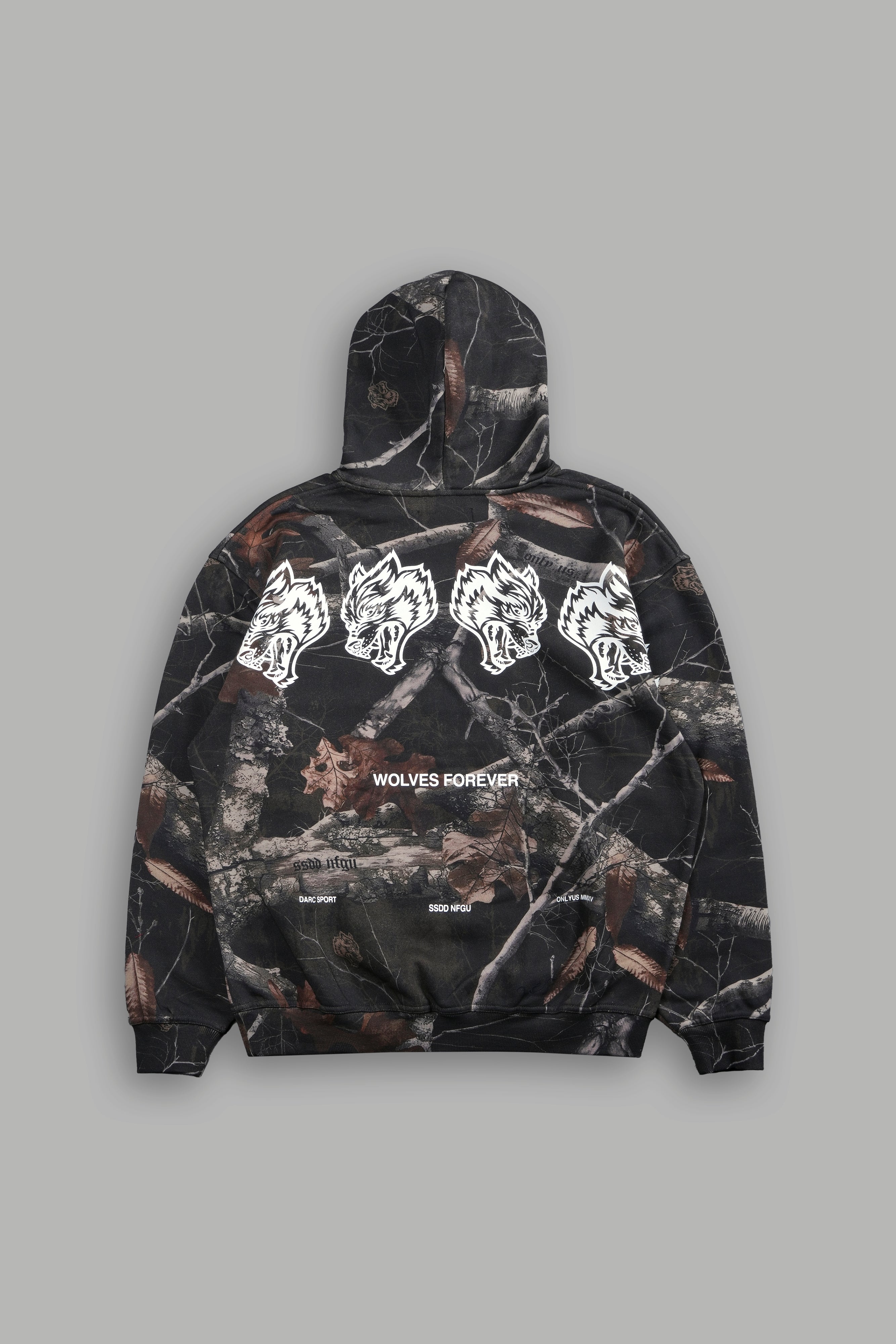 Darc Sport Wolves Have Your Back Pierce Hoodie Brown Woodland Camo Sz L