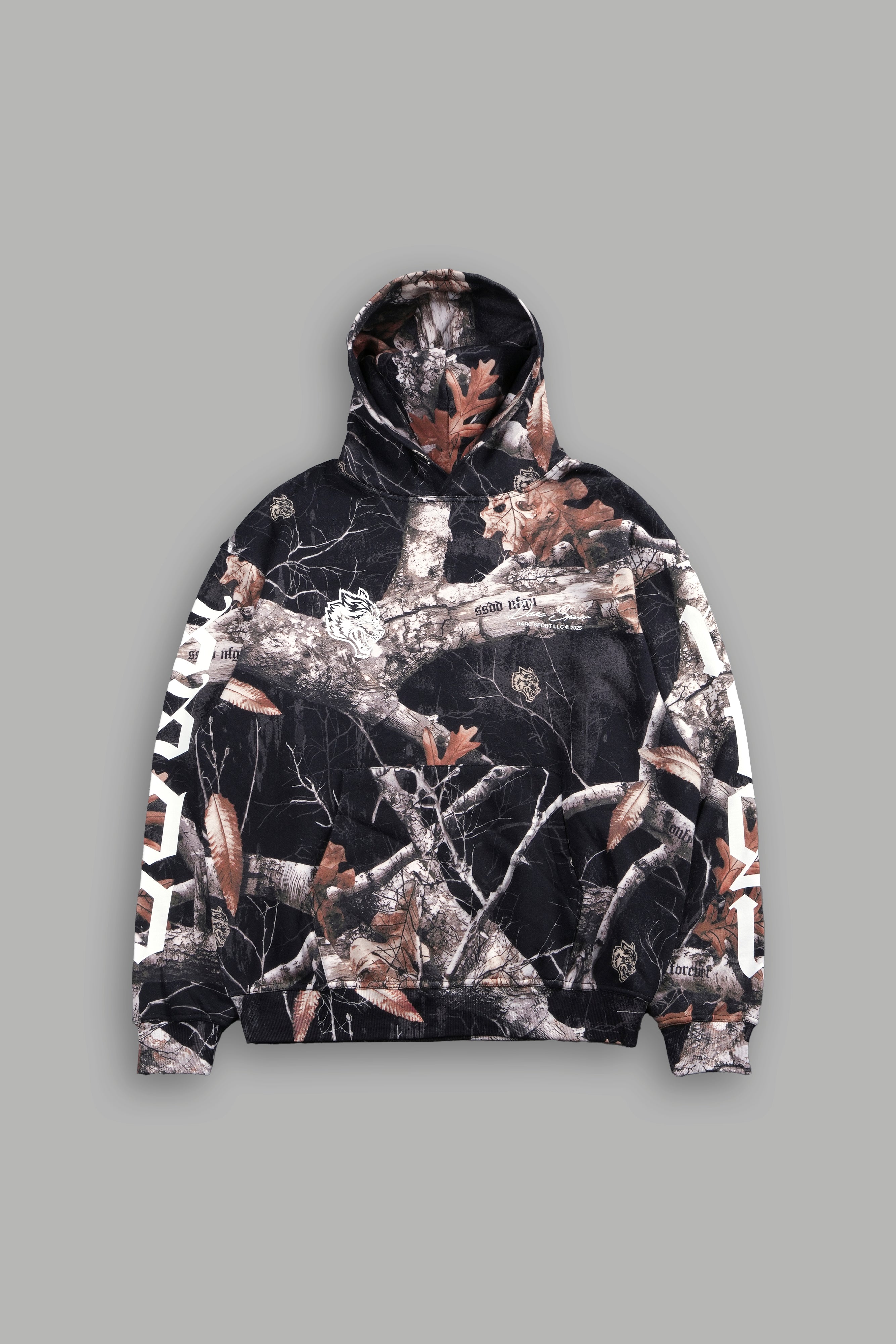 Darc Sport Respect the Wolves Pierce Hoodie Woodland Camo Sz L