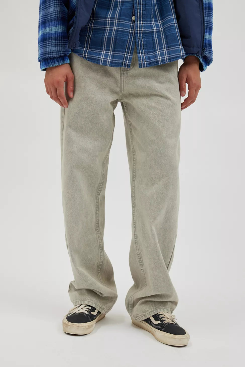 UO BDG Tinted Denim Baggy Skate Jean Light Grey Sz 33x32