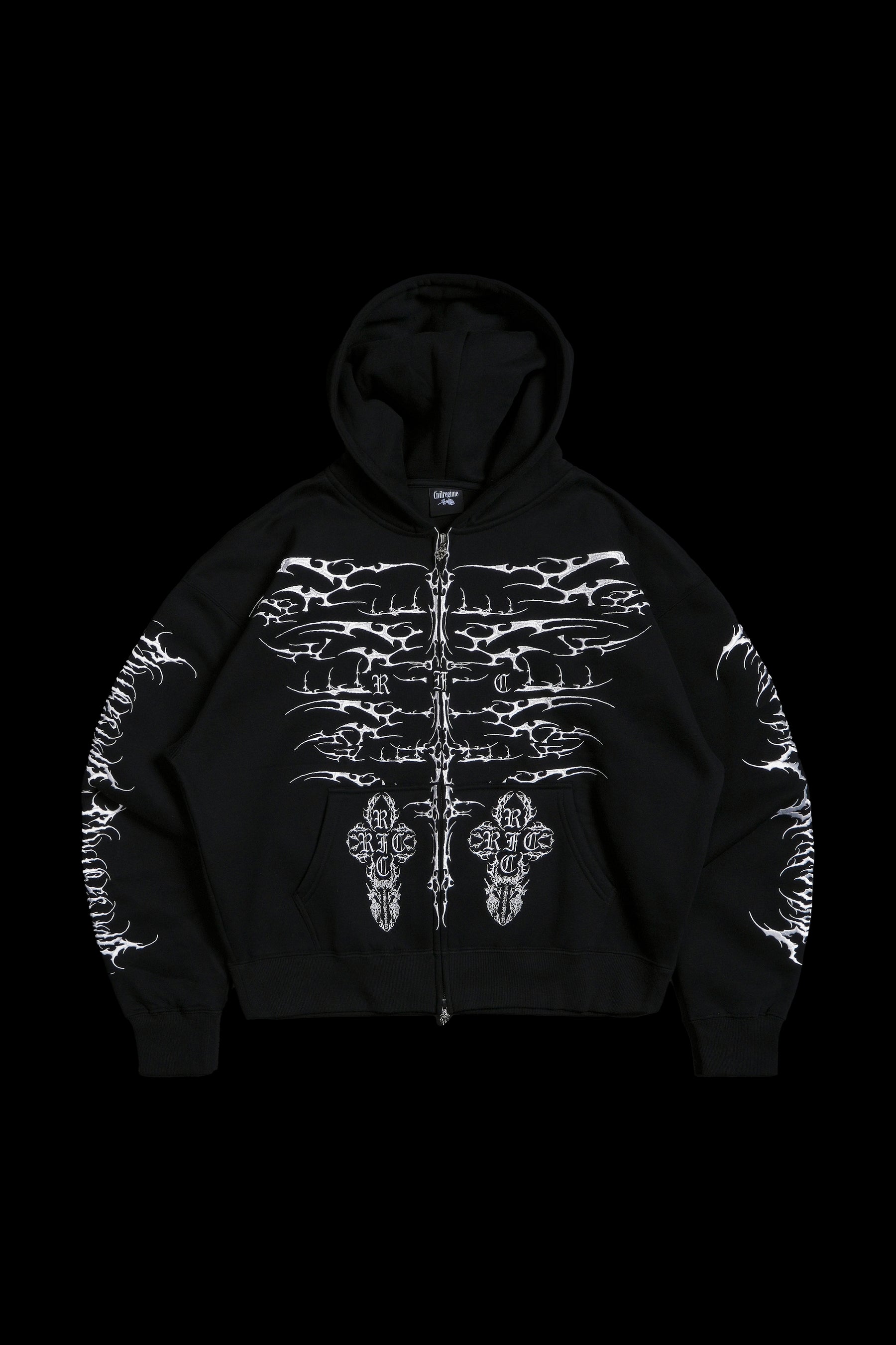 Civil Regime Chaos Zip Up Hoodie Black Sz M