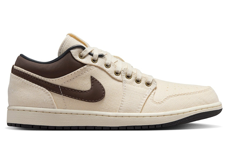 Jordan 1 Low Premium Pale Ivory Off Noir Baroque Brown SZ 10 MISSING LID