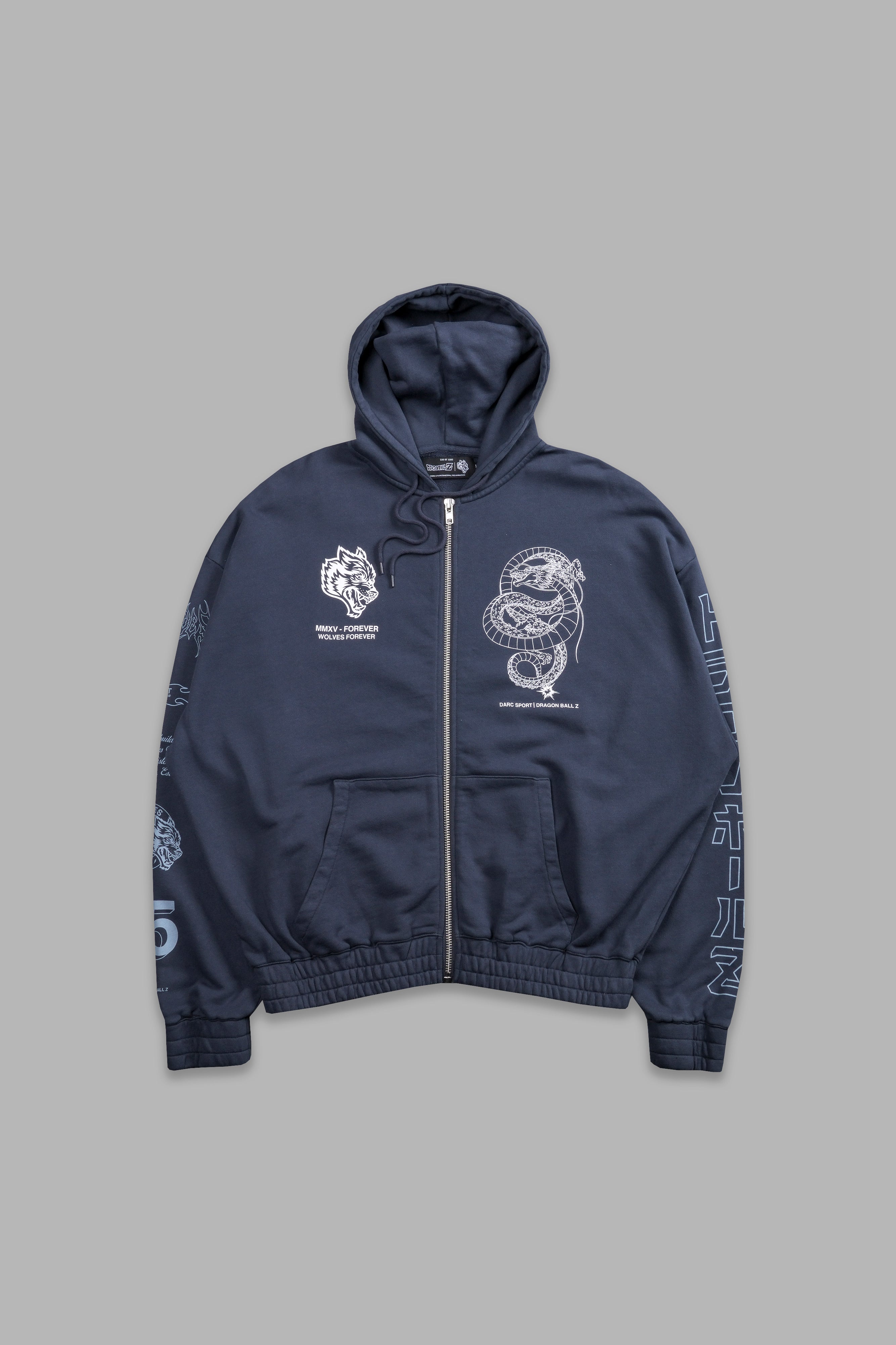 Darc Sport x DBZ Shenron Chambers Zip Hoodie Midnight Blue Sz L