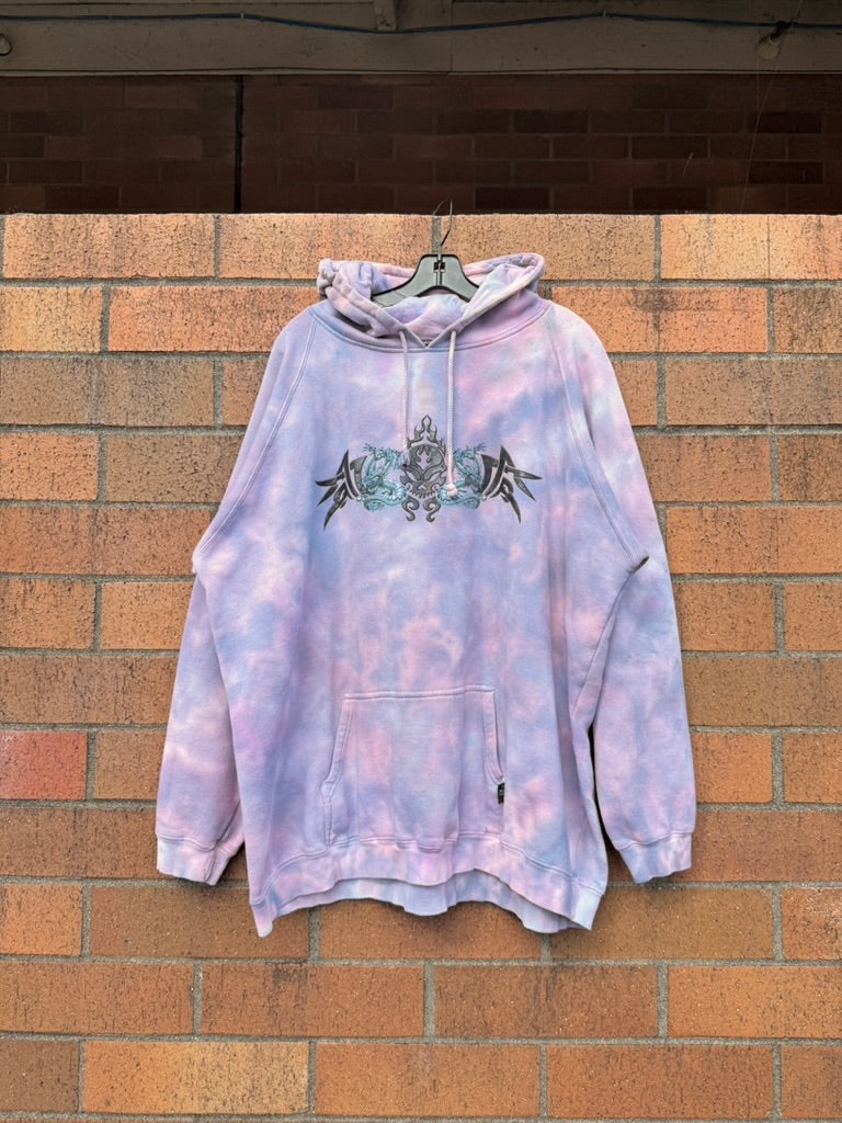 Y2K Top Heavy Tribal Dragon Hand Dyed Hoodie Size XXL