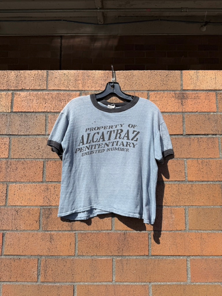 80s Property of Alcatraz Box Fit Tee Sz M
