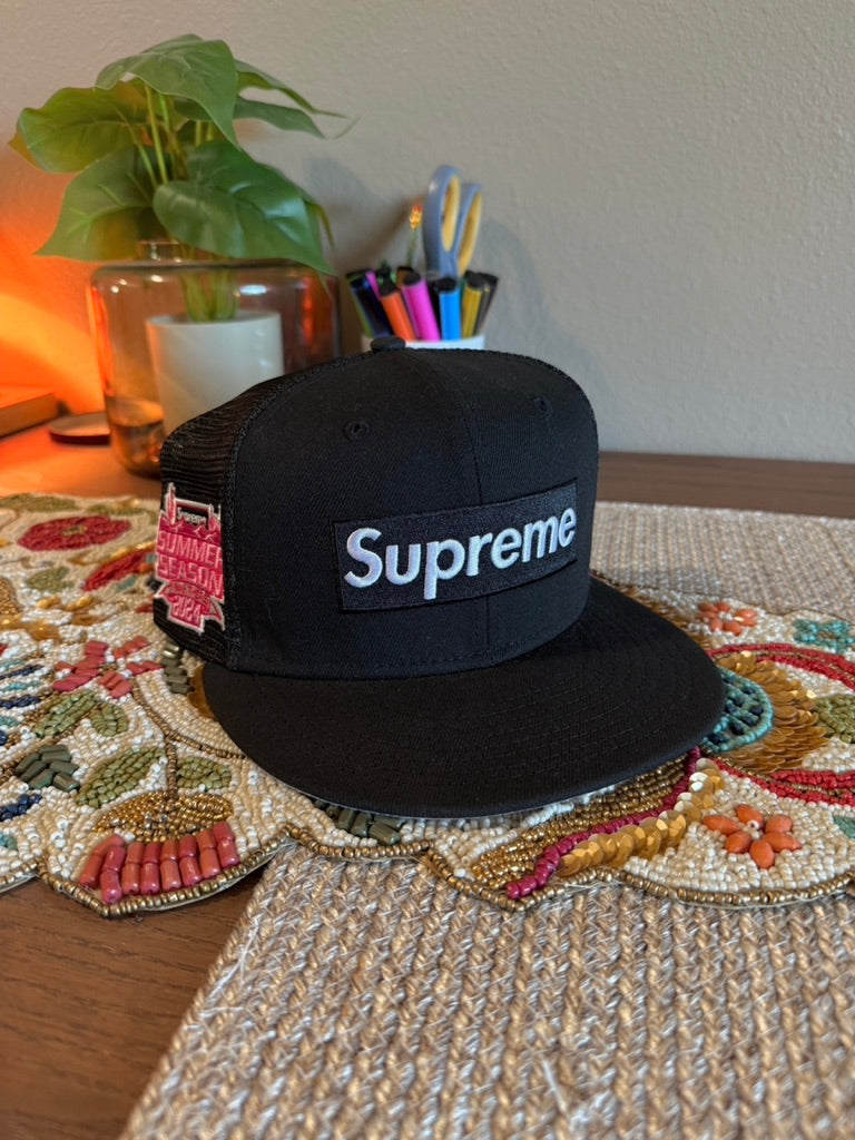 Supreme Box Logo Mesh Back New Era Hat Black SS24 Size 7 1/2