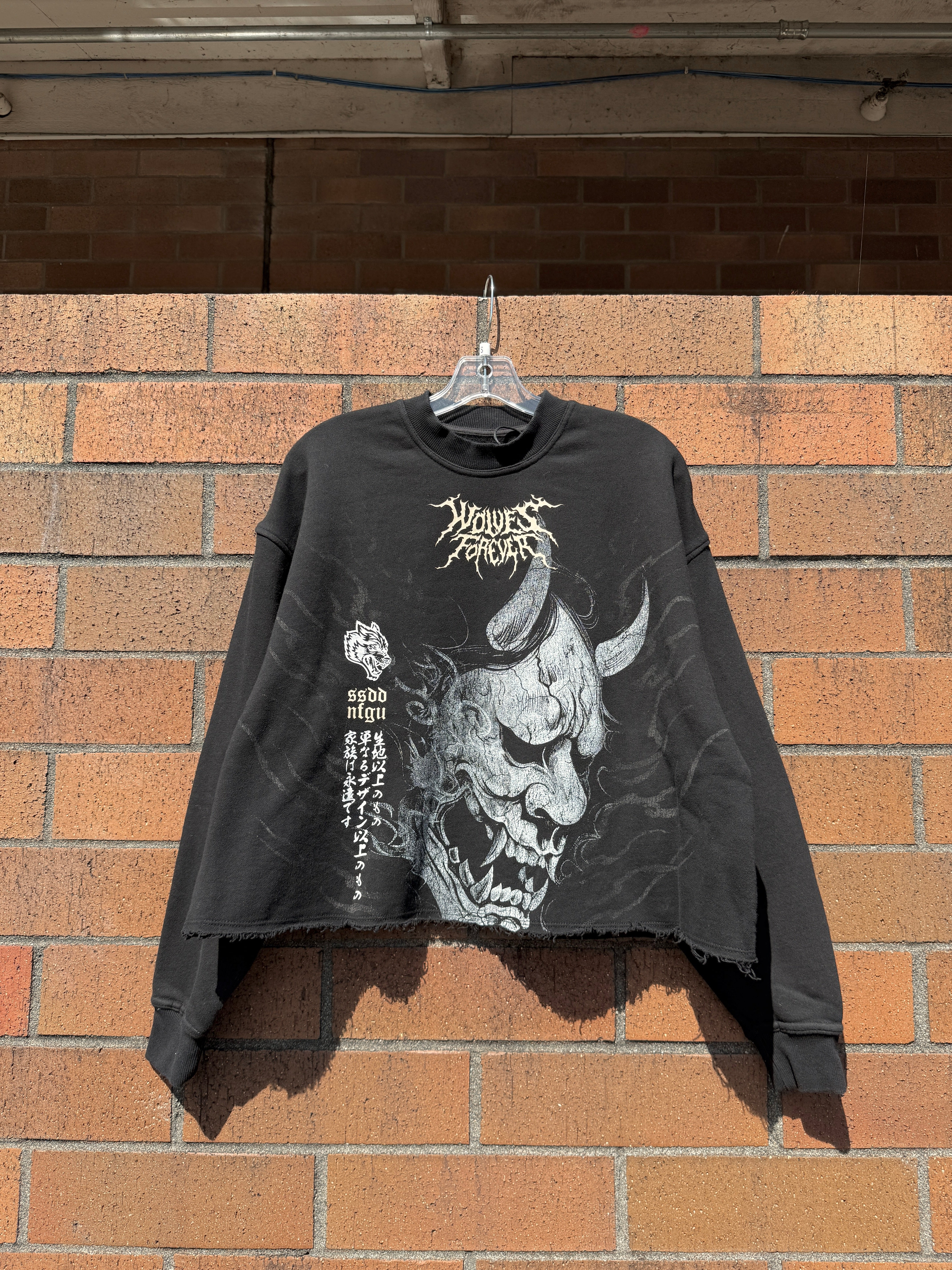Darc Sport Hannya Inferno Raw Hem Box Cut Crewneck Black Sun Fade Size Small