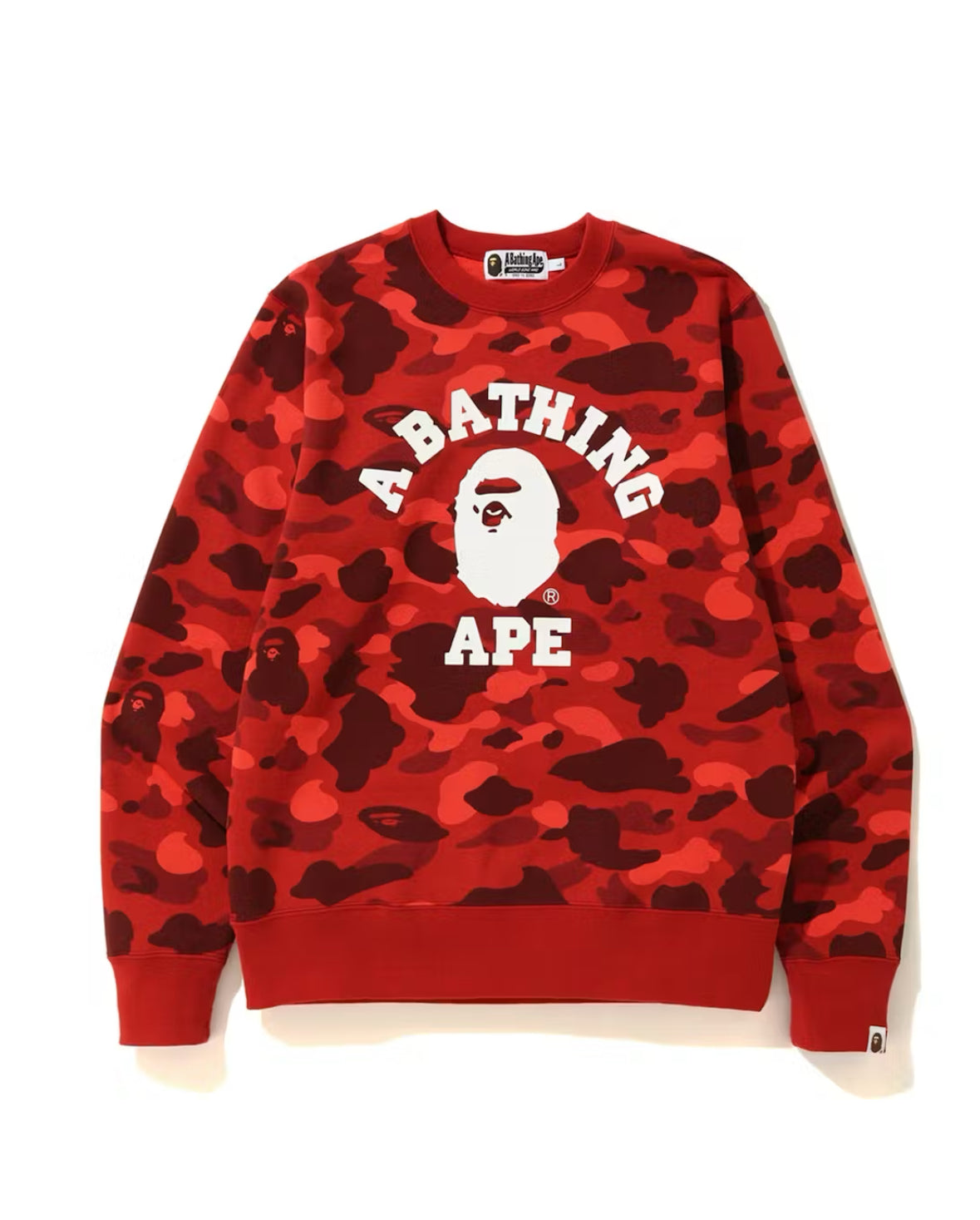 Bape Red Camo College crewneck Sz Large