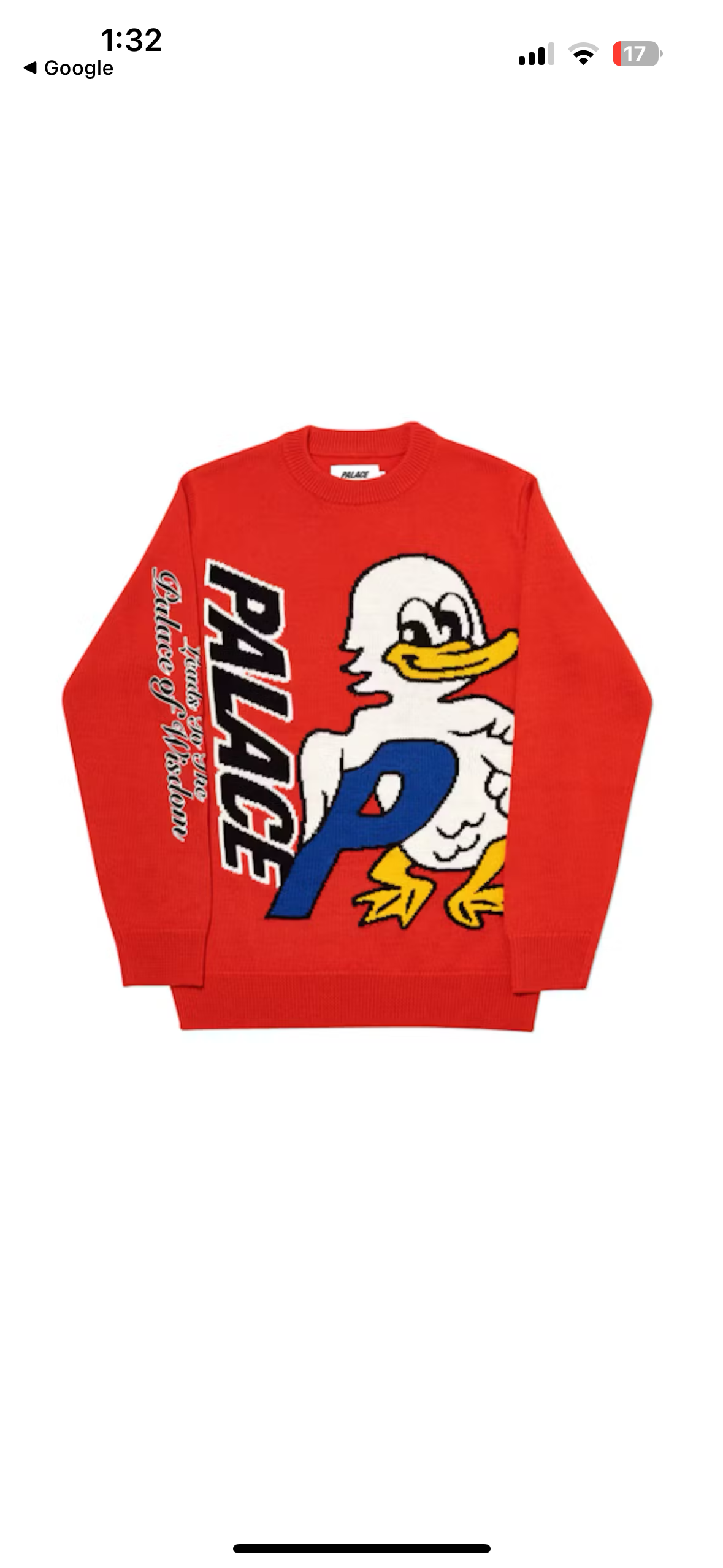 Palace Duck Out Knit Red Sz Large