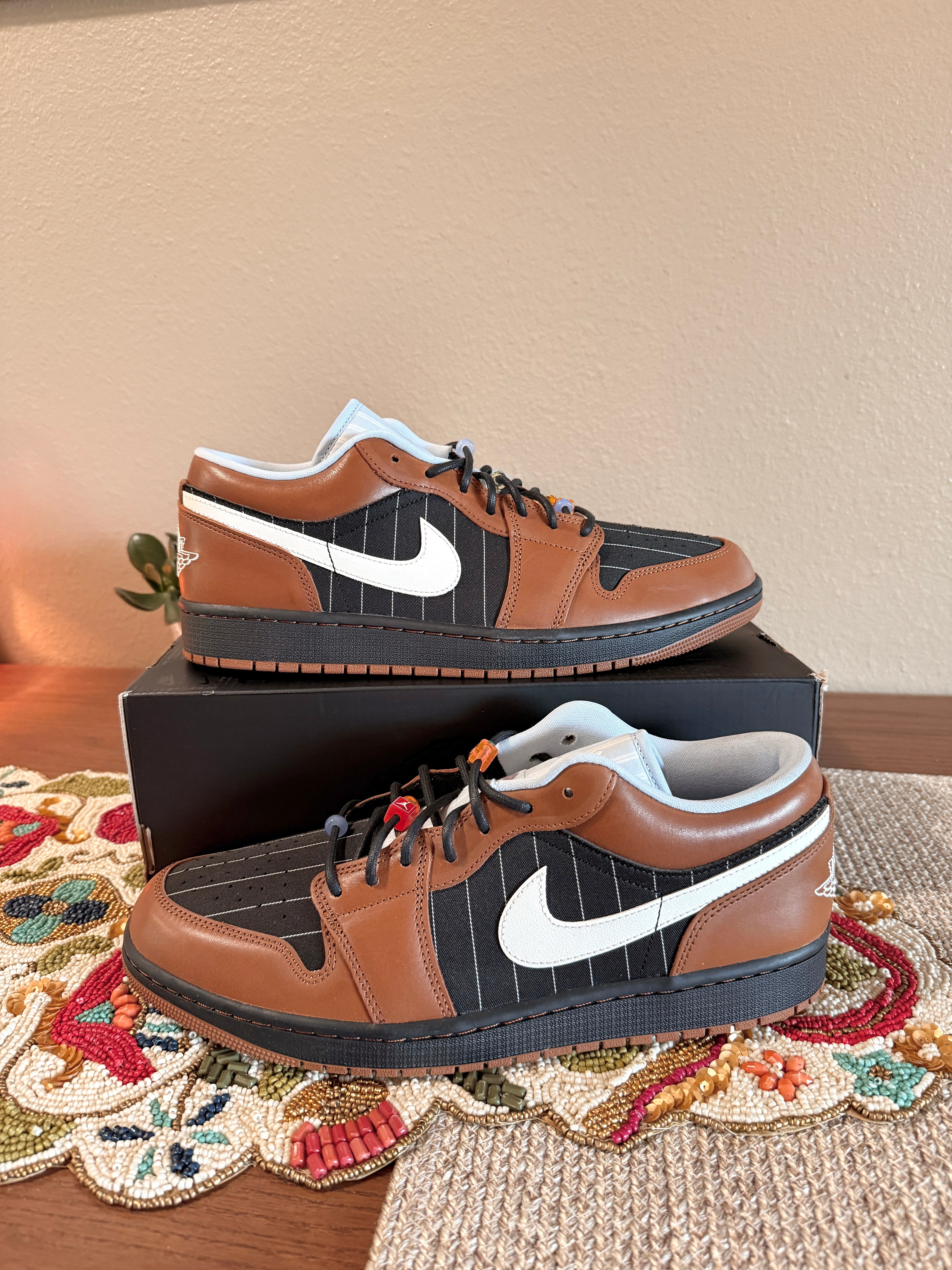 Jordan 1 Low SE Black Sail Light British Tan Size 12 MISSING LID