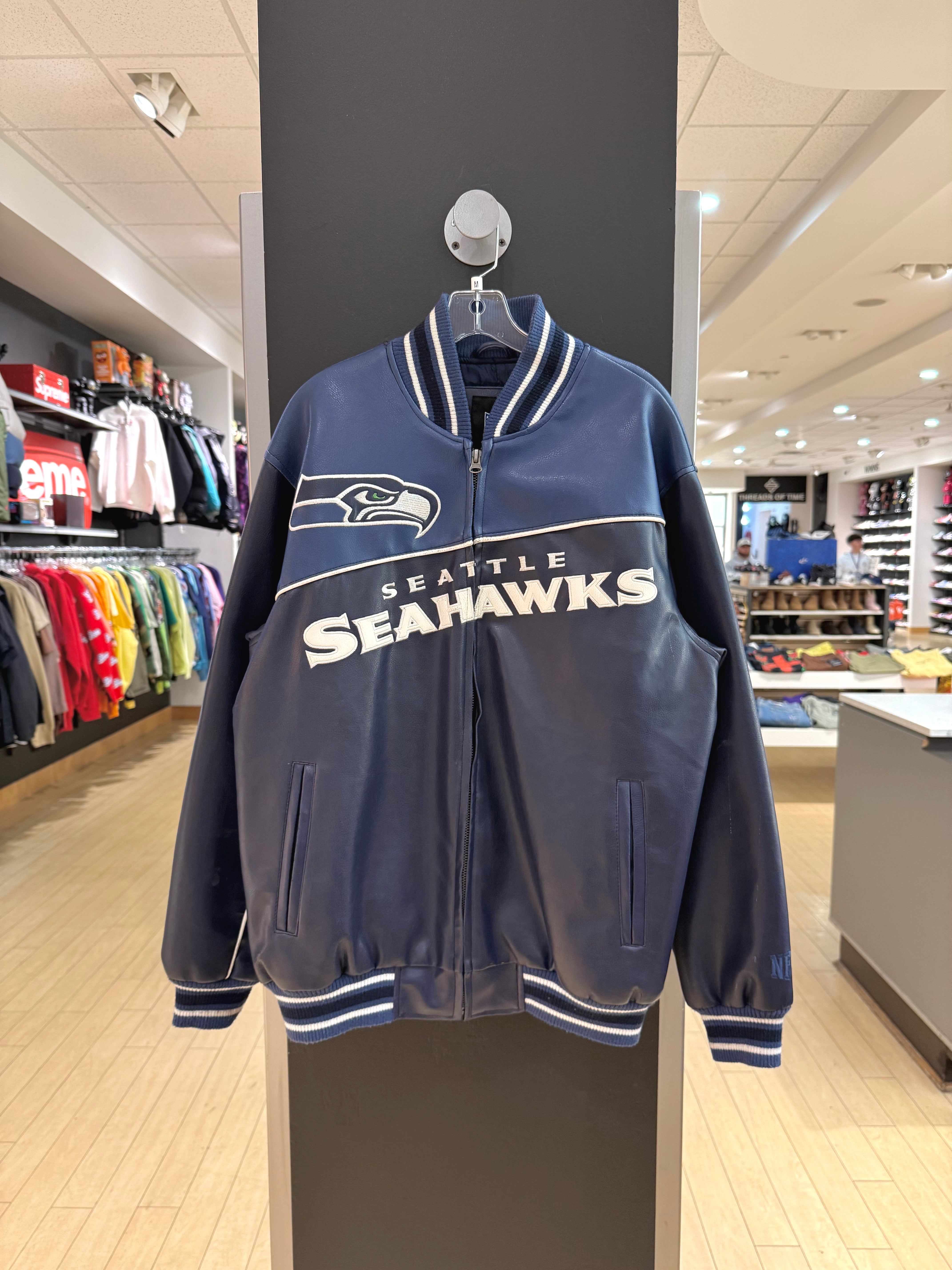 Y2K Seattle Seahawks Leather NFL Jacket Sz M