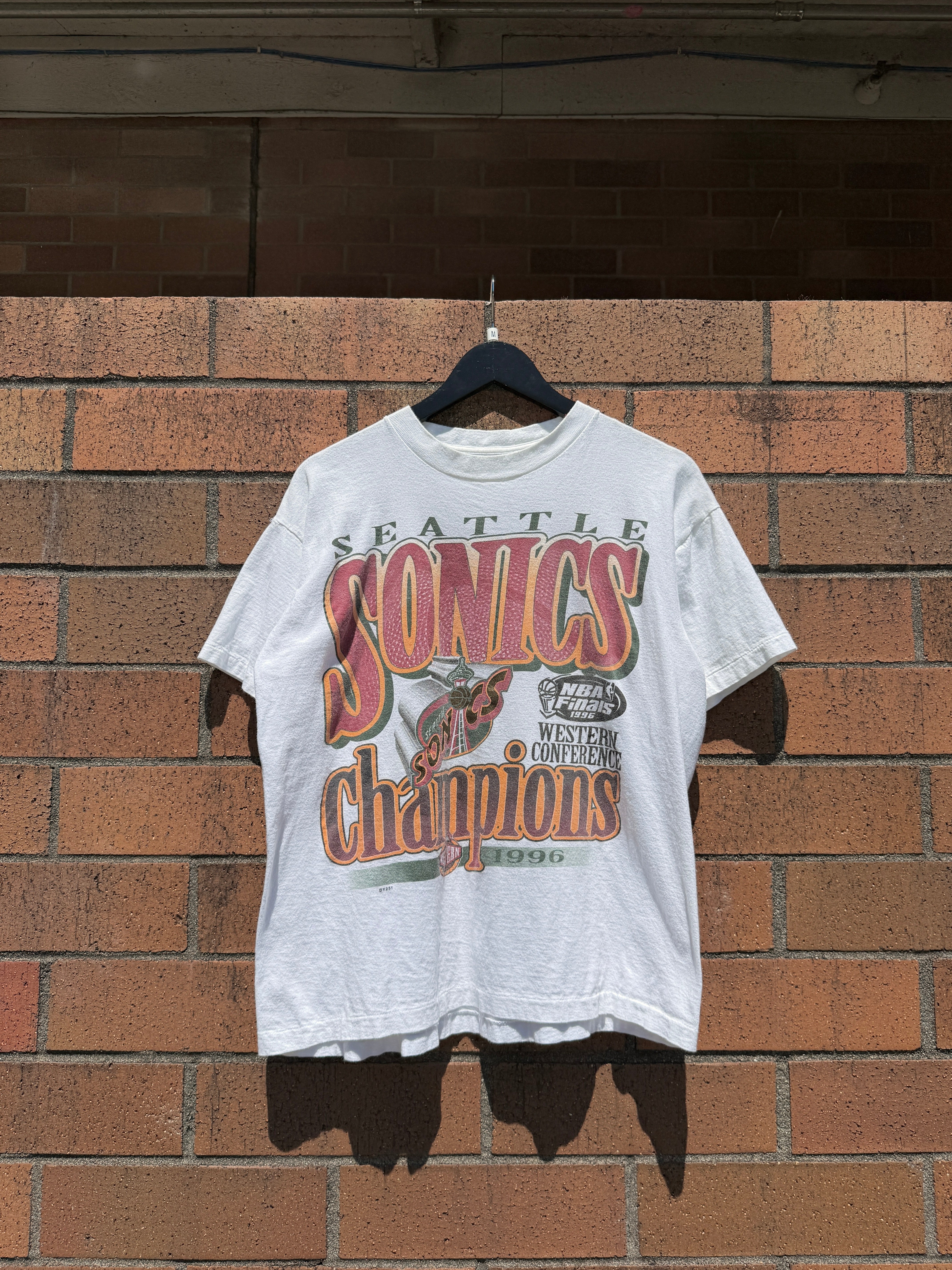 1996 Seattle Sonics White NBA Finals Tee Size M