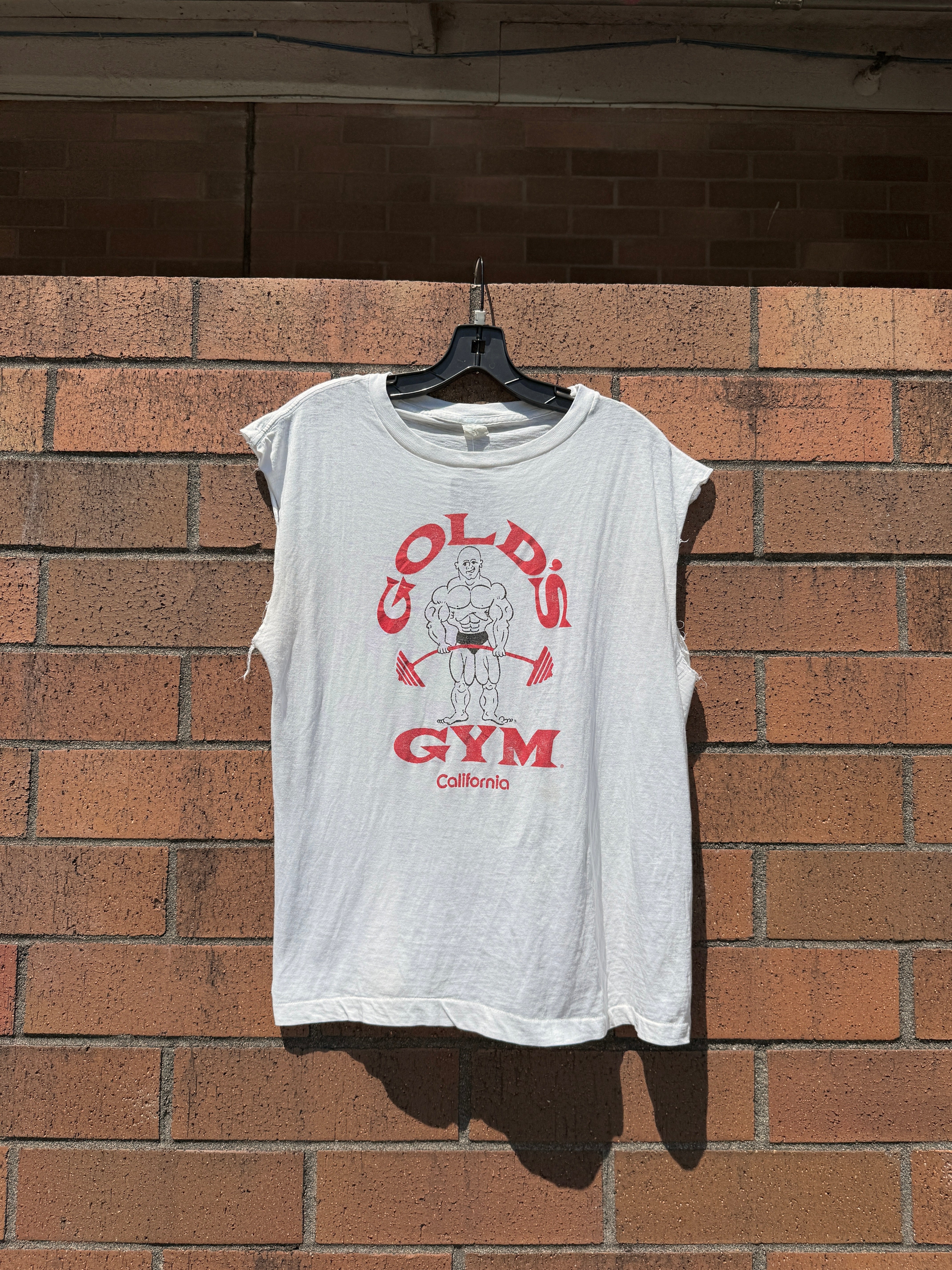 80s Gold's Gym California White / Red Muscle Shirt Size XL