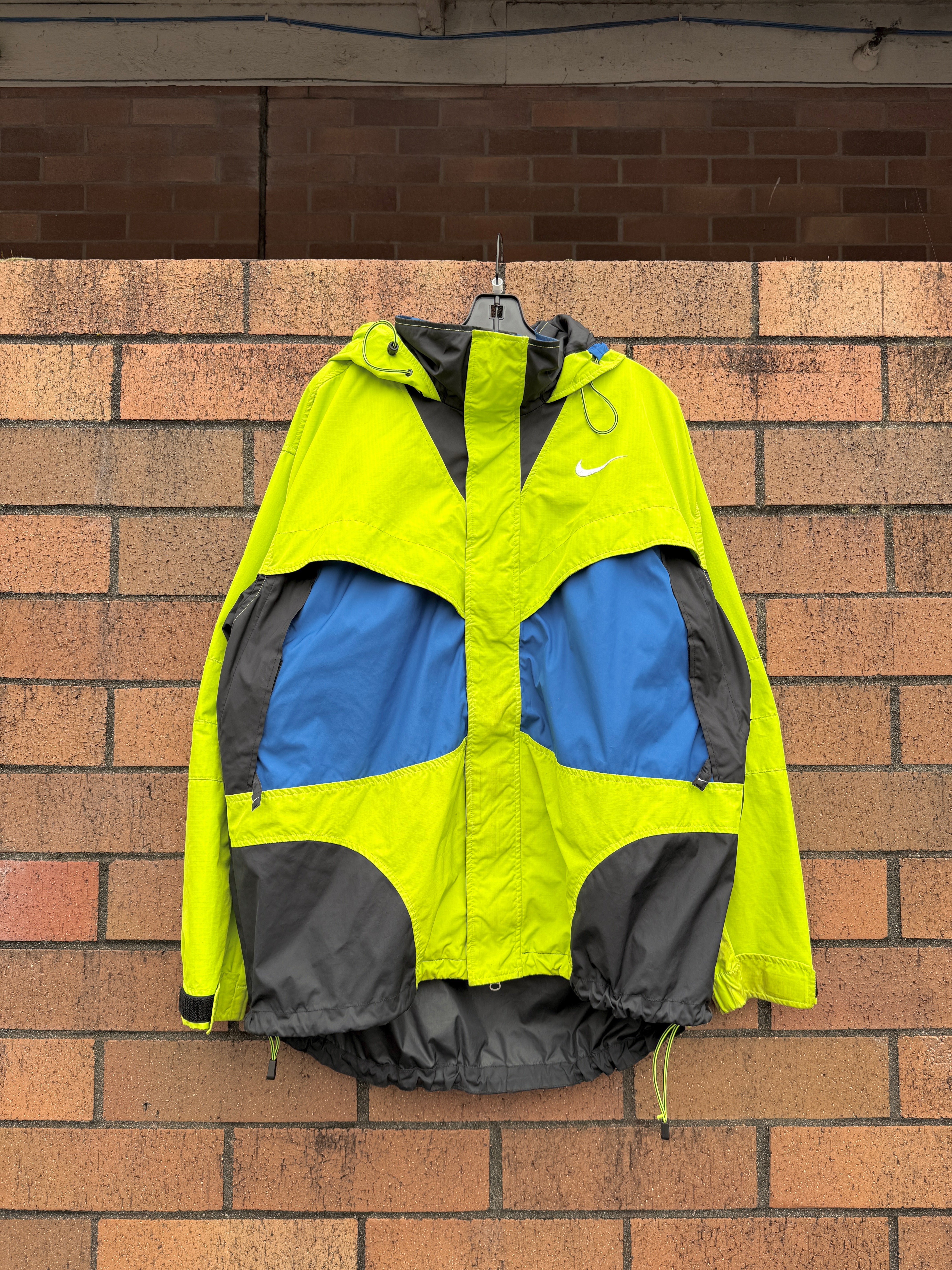 2007 Nike ACG Volt Green / Blue Packable Jacket Sz L
