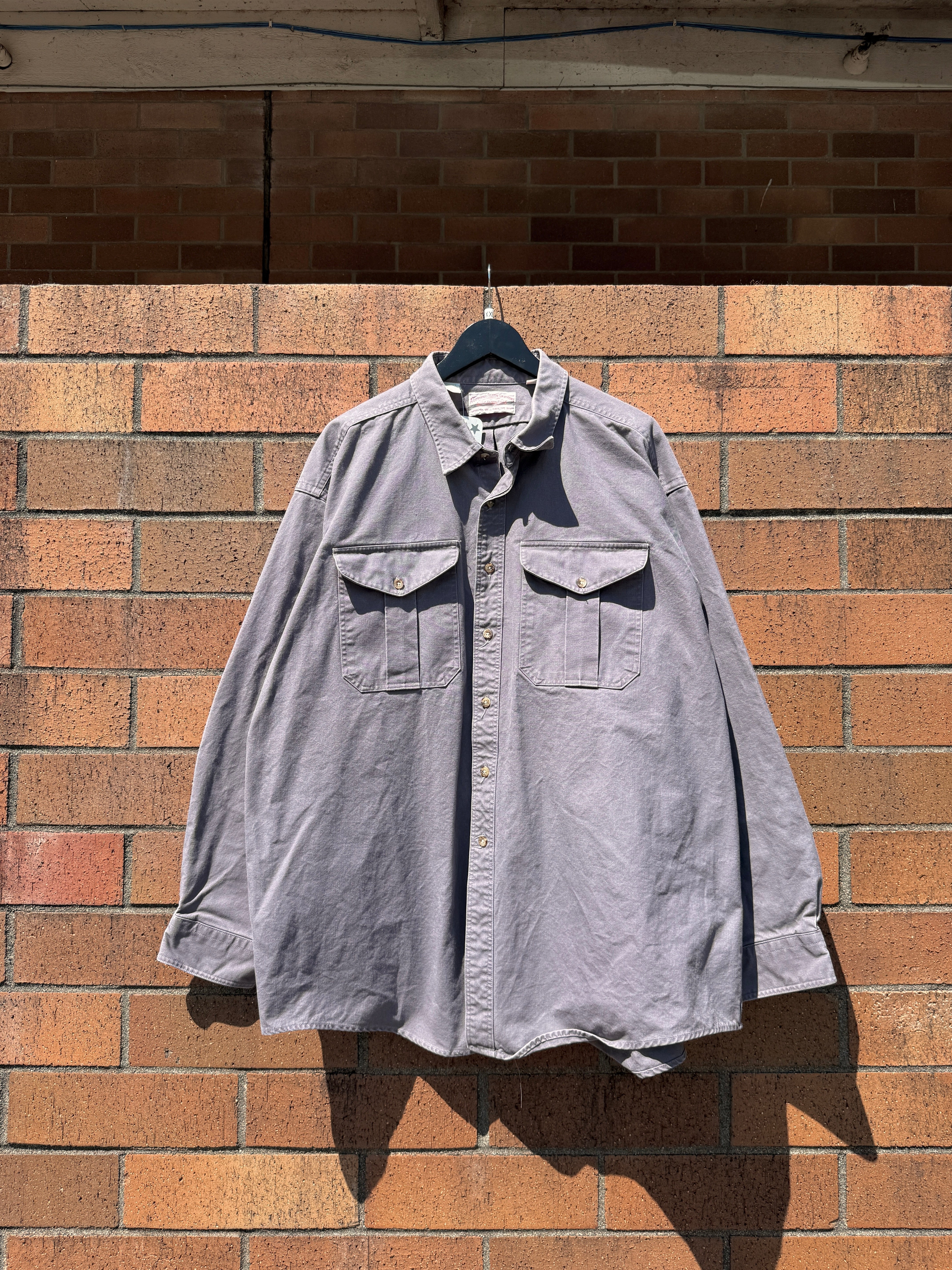 1995 Filson Charcoal Plum Shelter Cloth Button Up Shirt Size 3XL