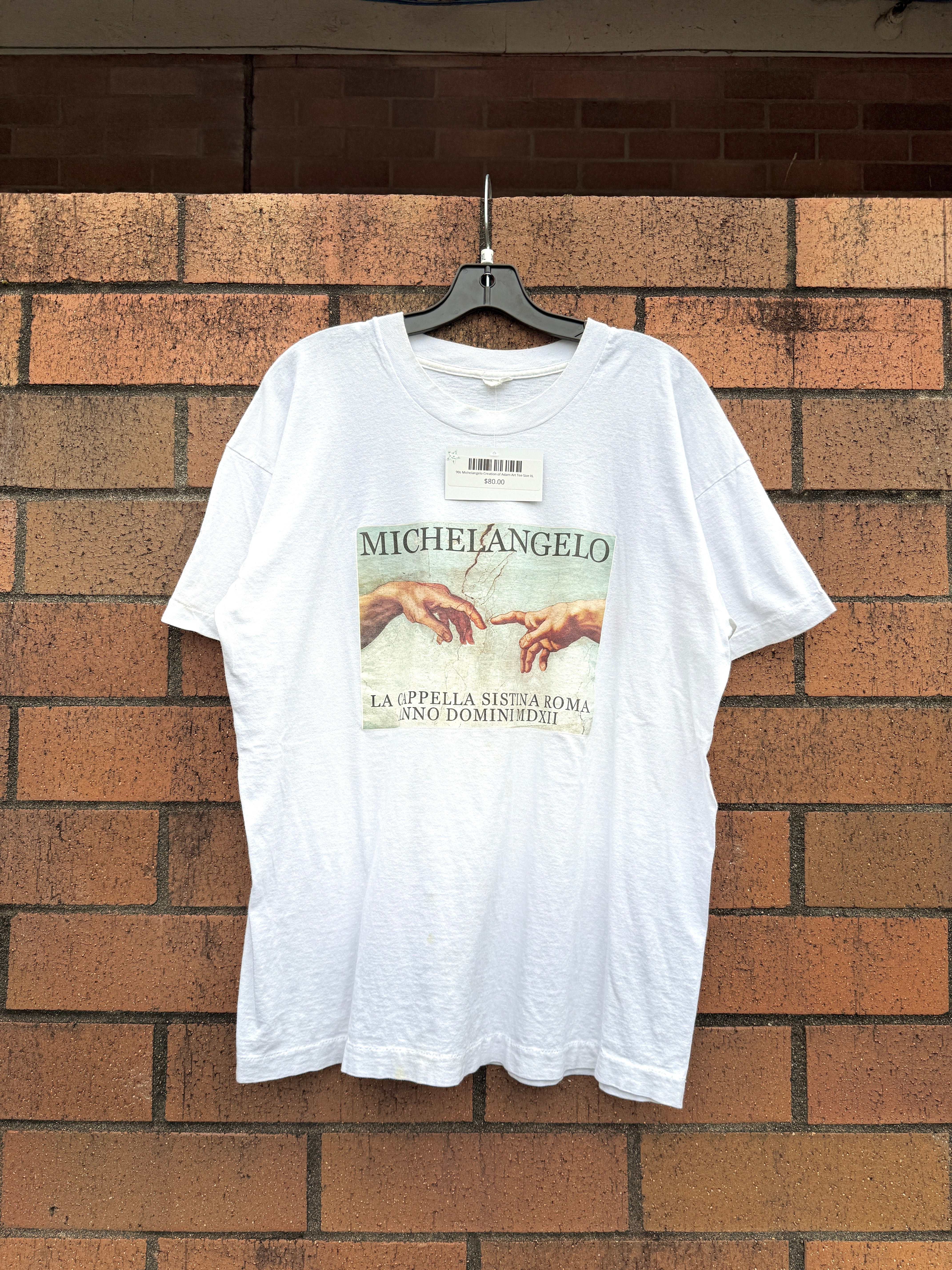 90s Michelangelo Creation of Adam Art Tee Size XL