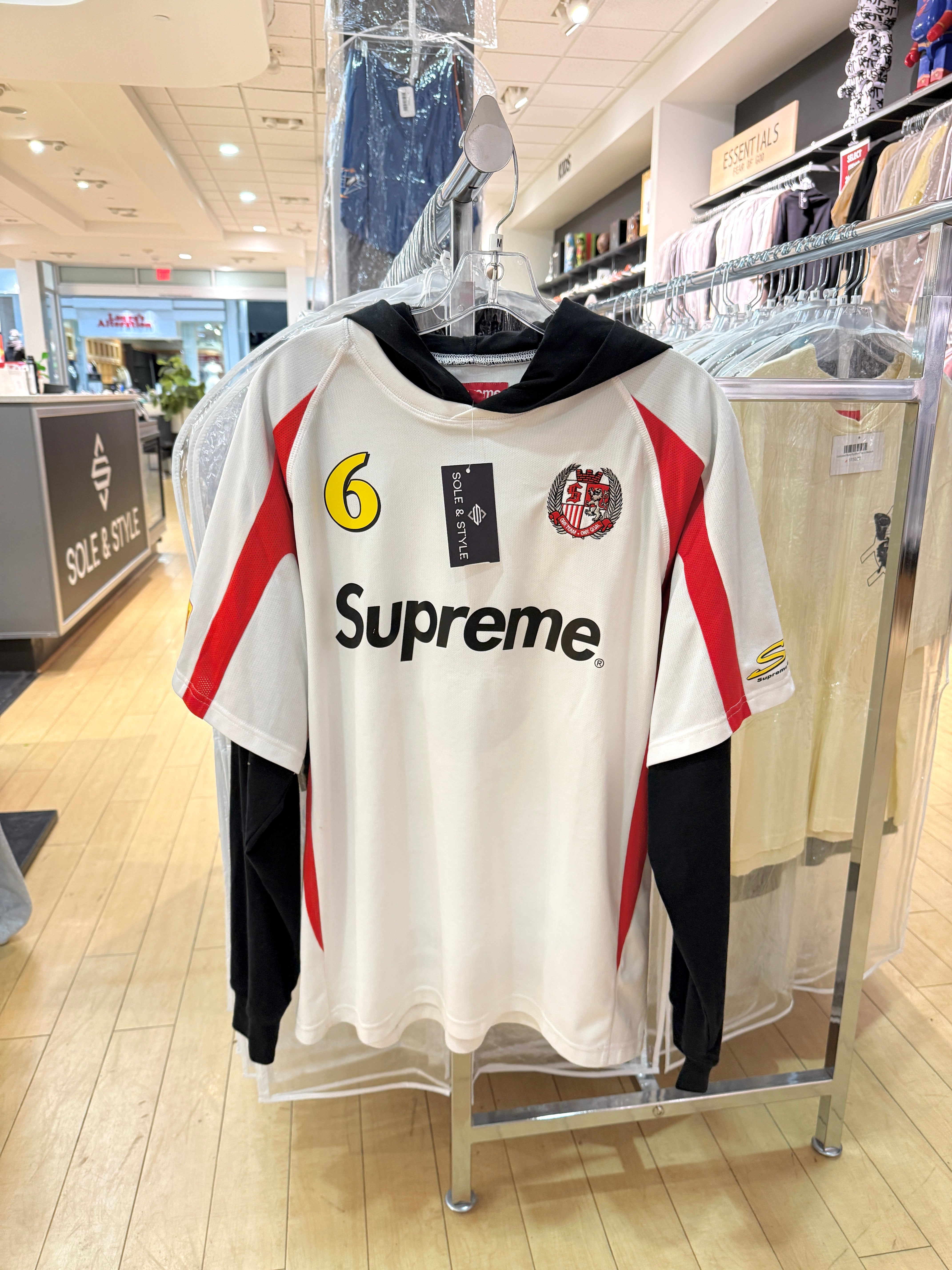 Supreme Hooded Soccer Jersey White Size M USED