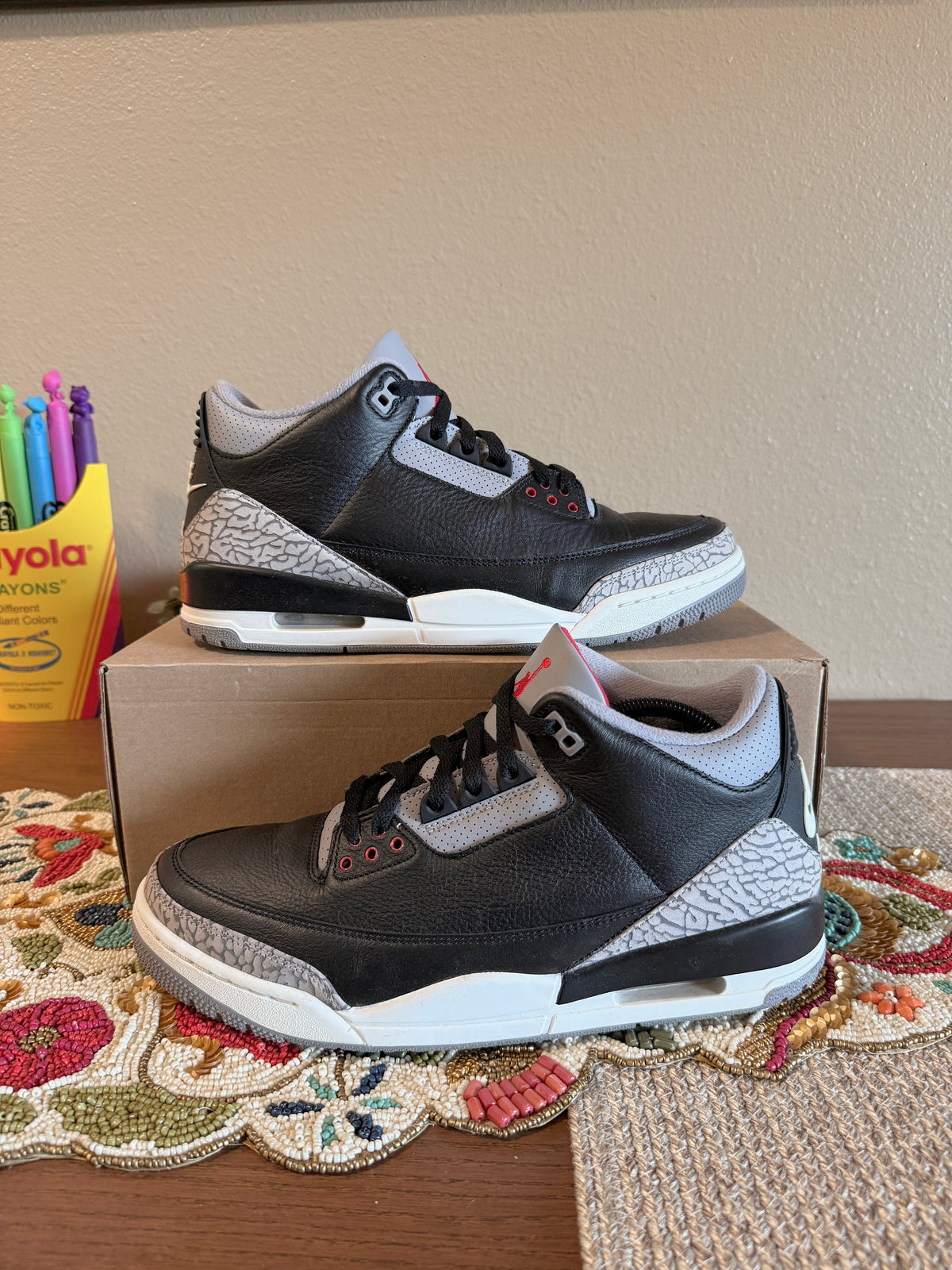 Jordan 3 Retro Black Cement (2024) Size 11 USED REP BOX