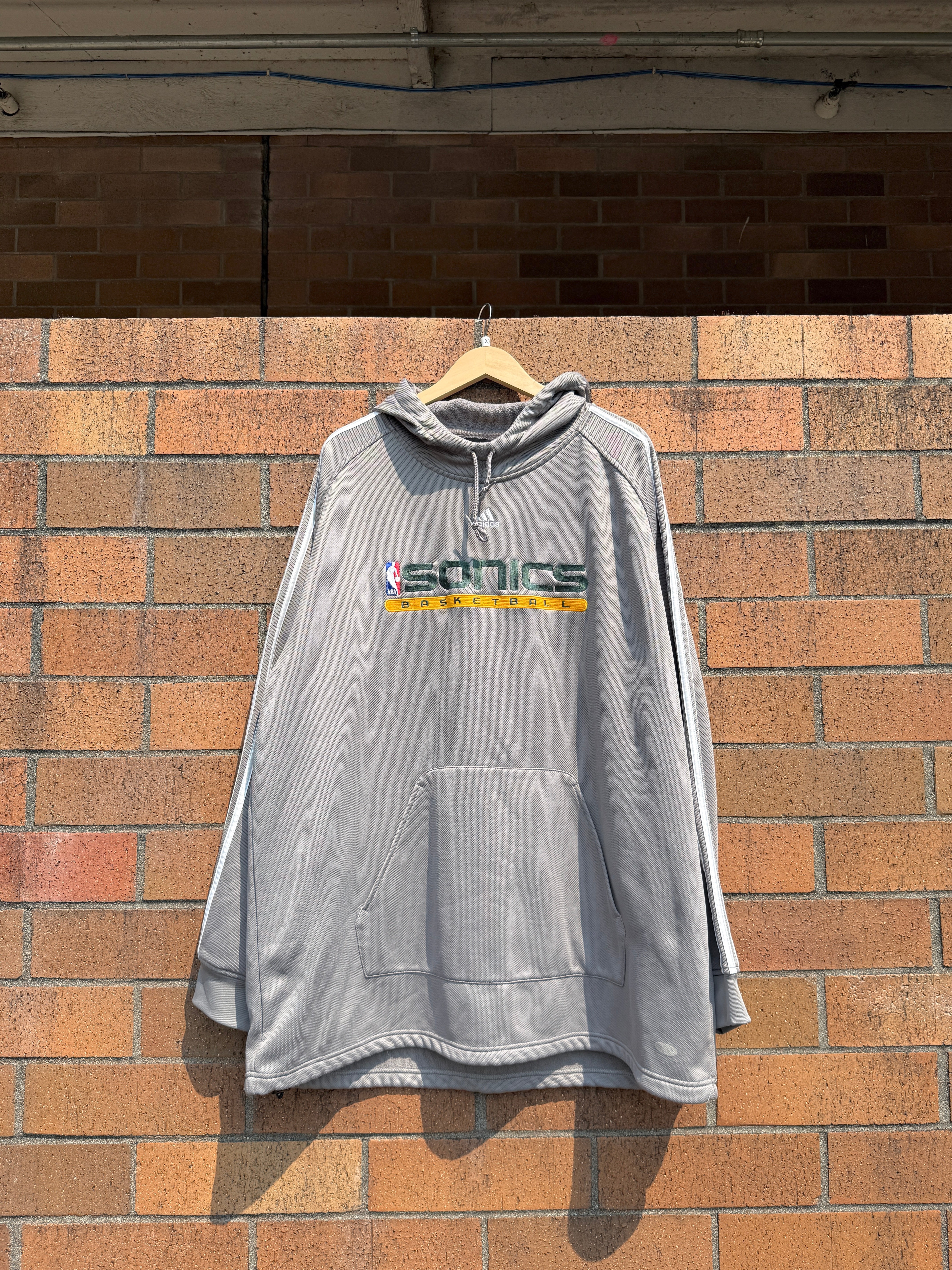 Y2K Adidas Seattle Sonics Grey NBA Fusion Hoodie Size XXL
