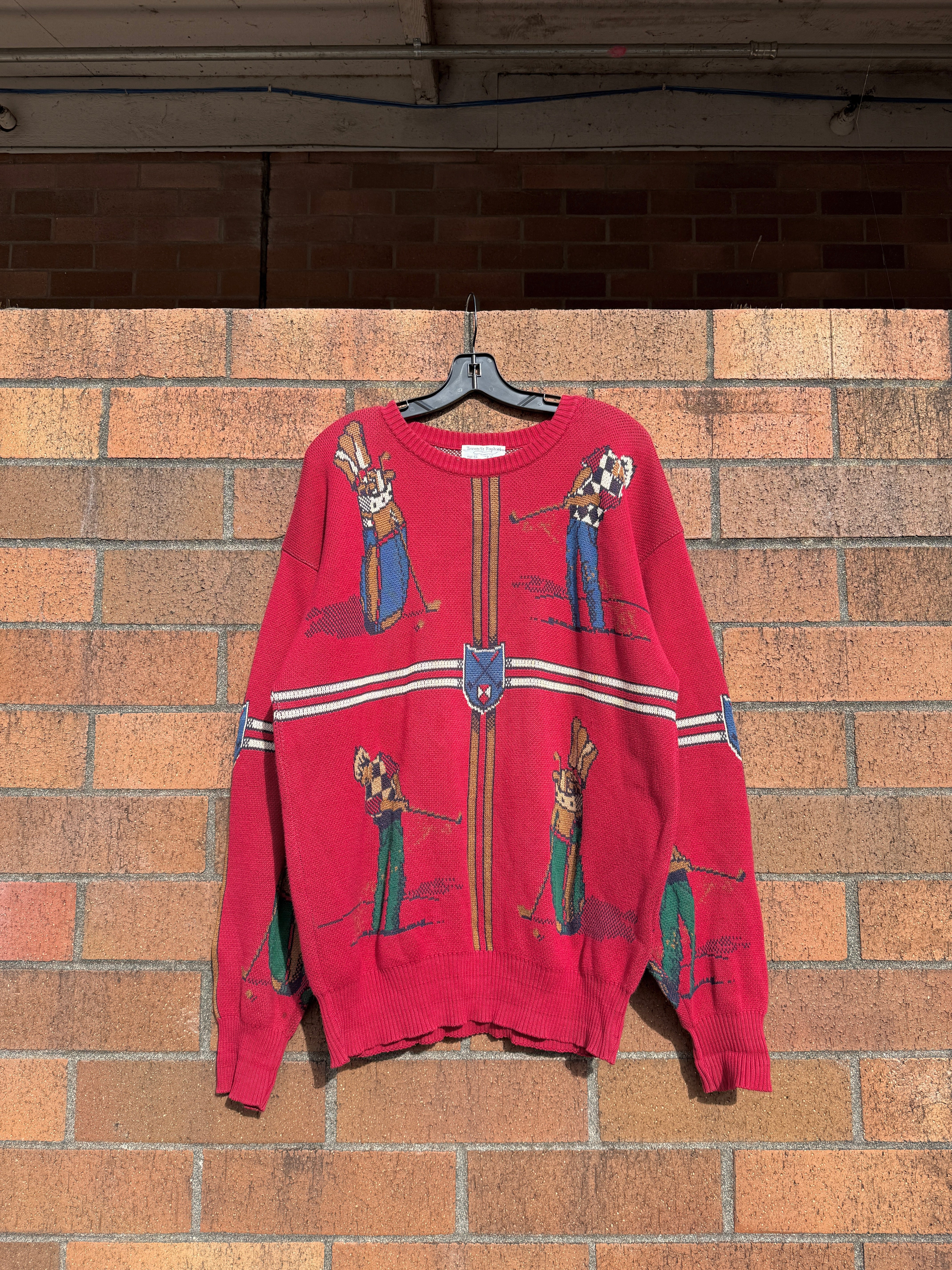 90s Tricots St Raphael Red Golf Sweater Sz L