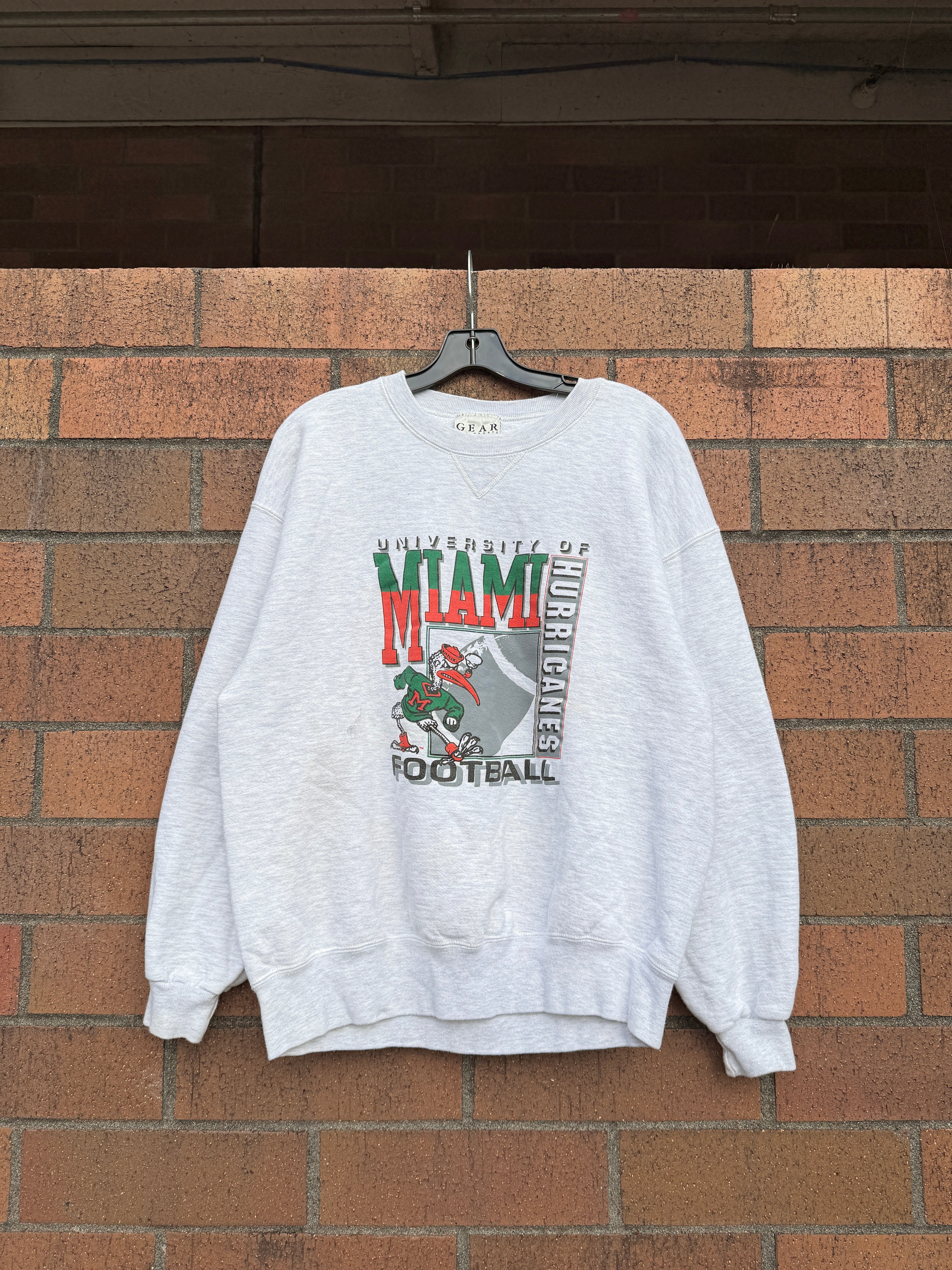 90s Miami Hurricanes Football Gear for Sports Crewneck Sz M