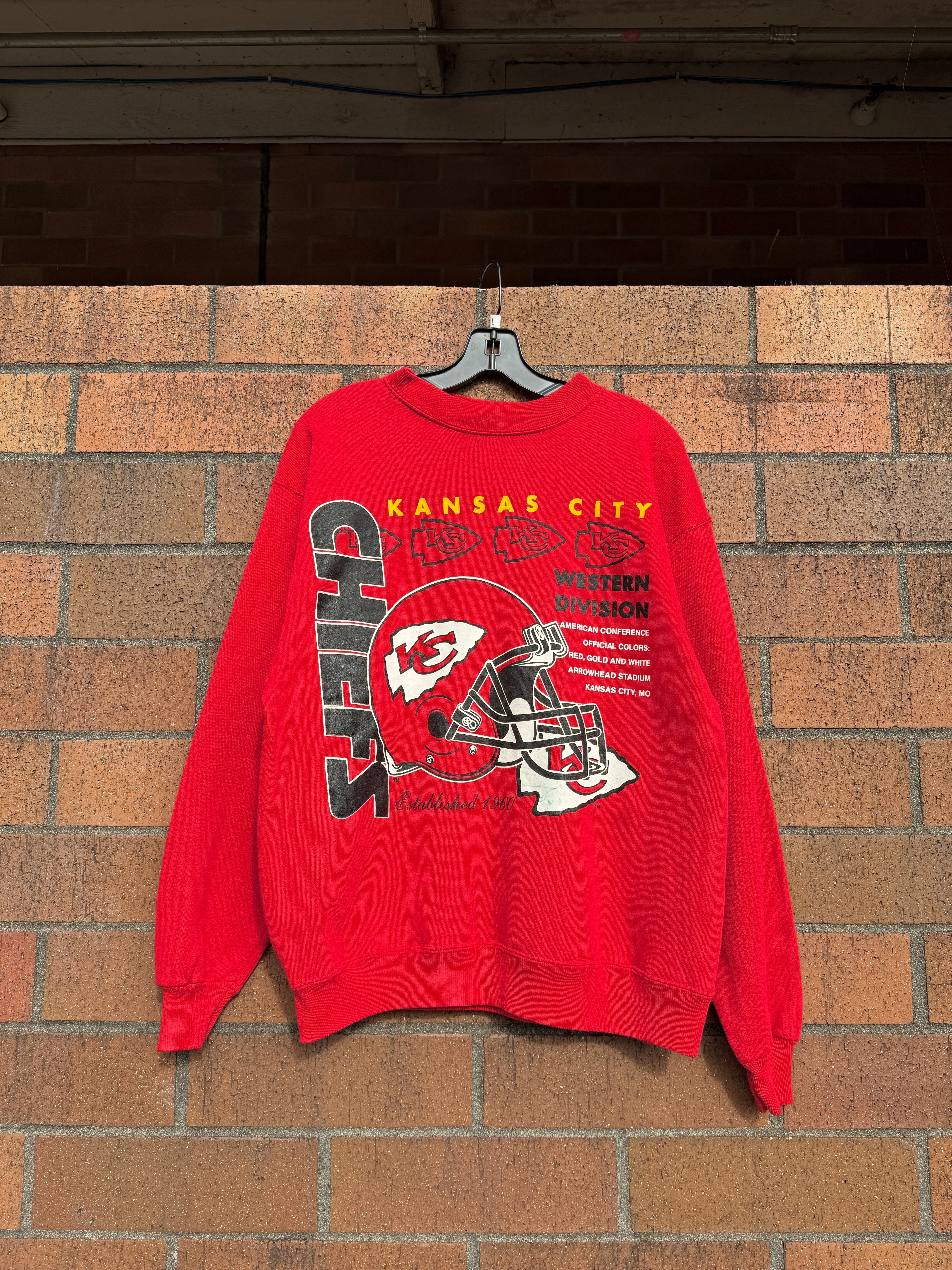 90s Kansas City Chiefs Red Hanes Crewneck Sz L