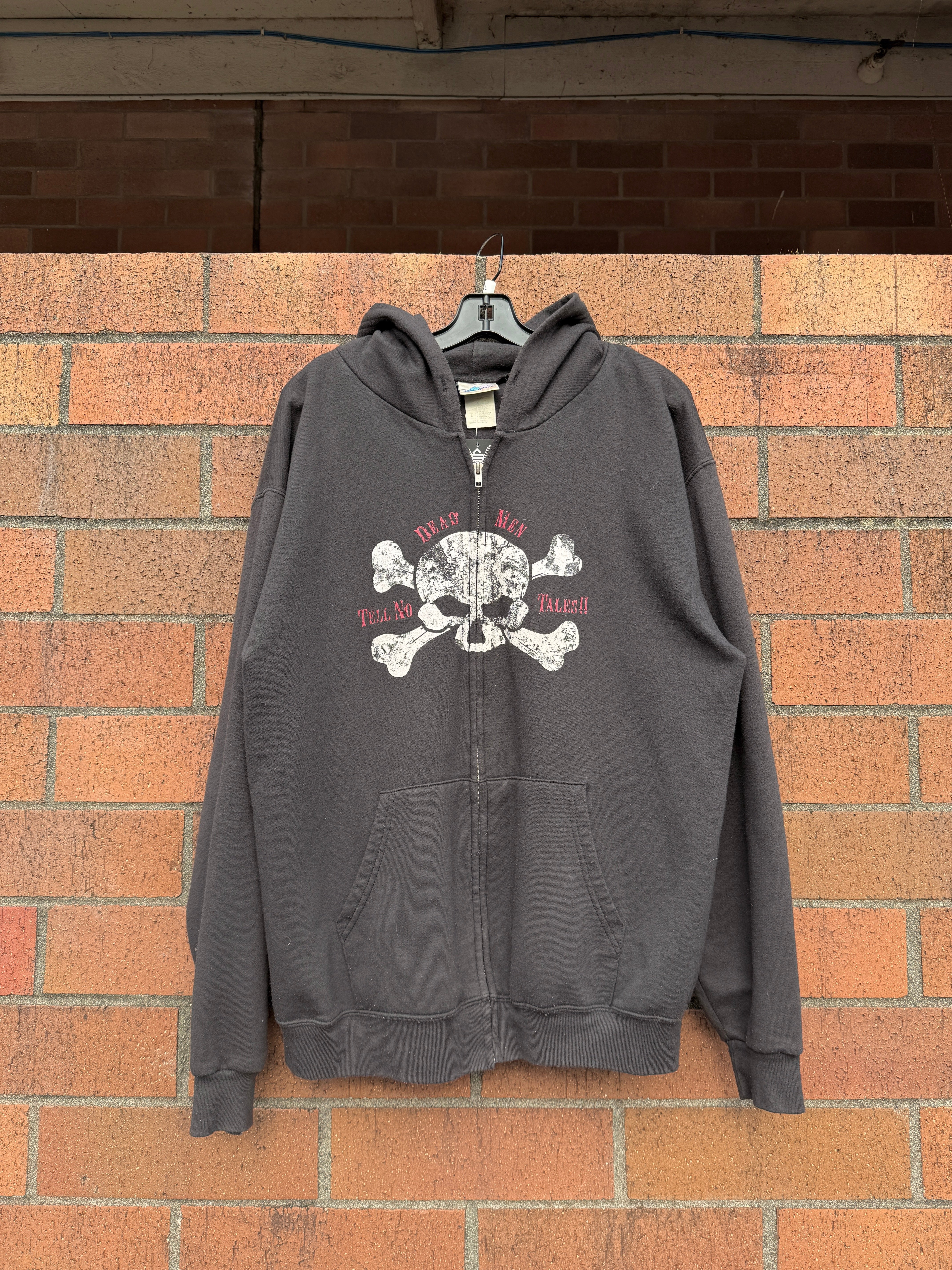 Y2K Pirates of the Caribbean Disney Zip Up Hoodie Sz L