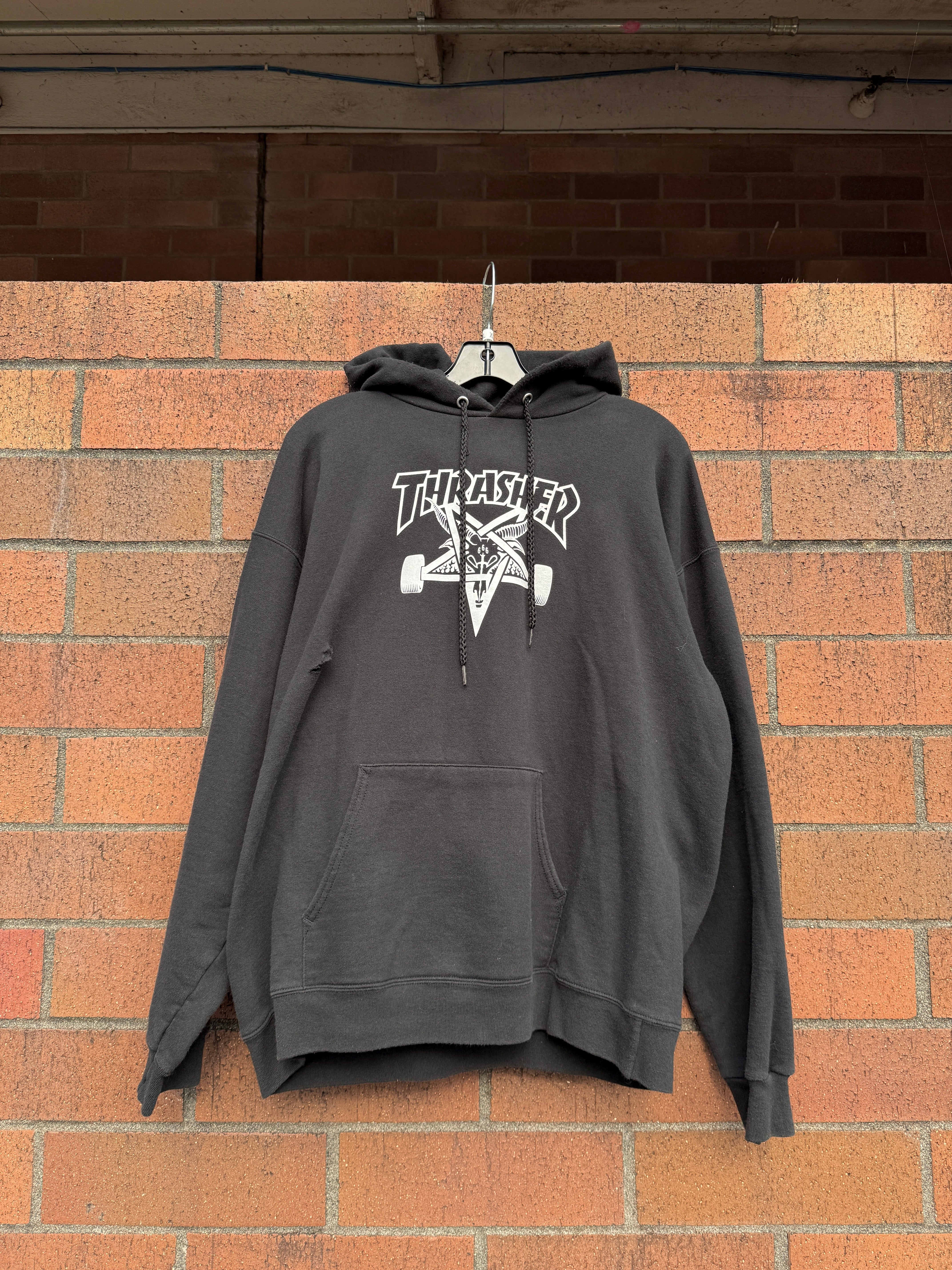 Y2K Thrasher Magazine Skategoat Hoodie Black Sz XL
