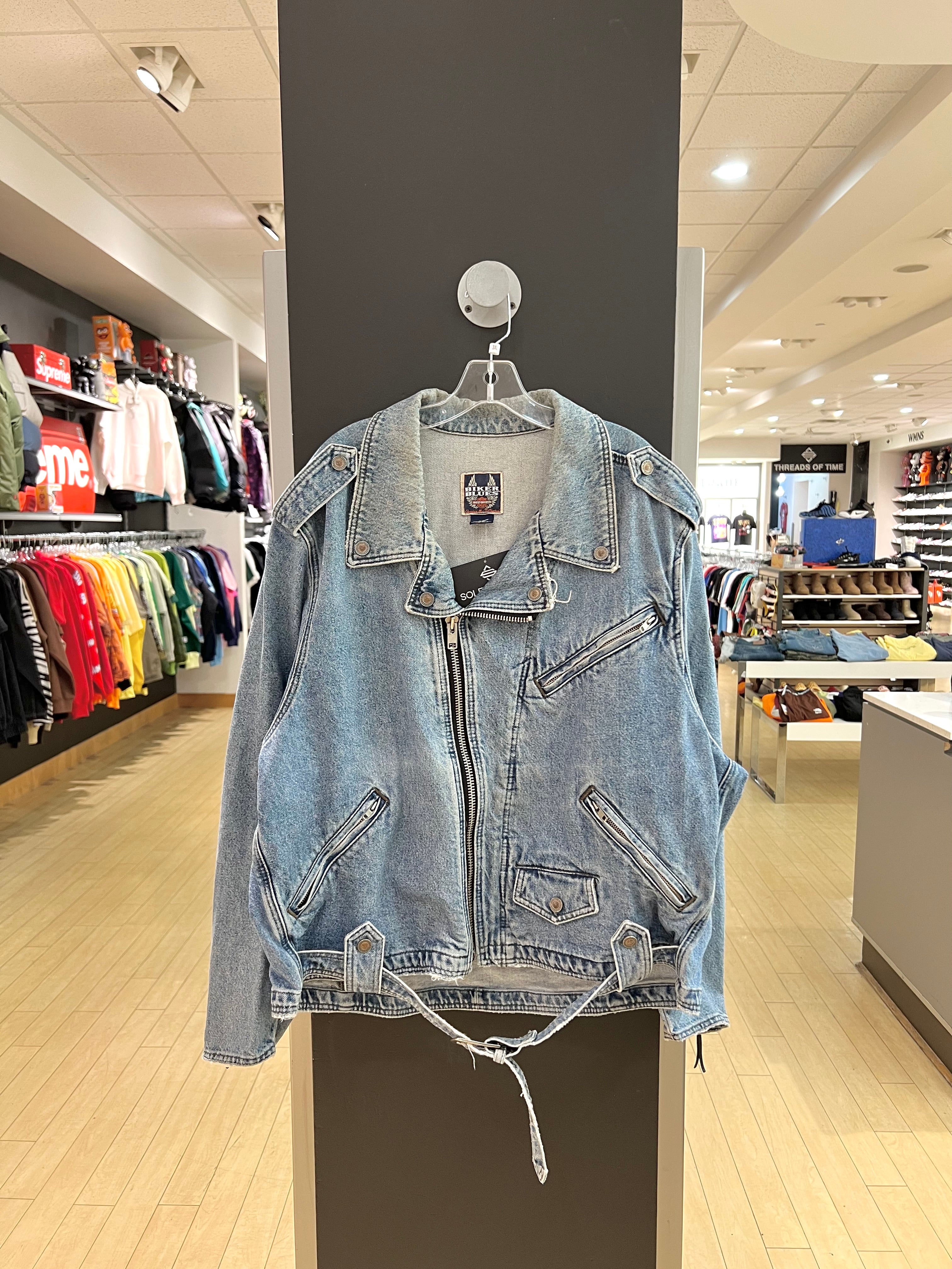 80s Harley Davidson Biker Blues Denim Jacket Sz XXXL