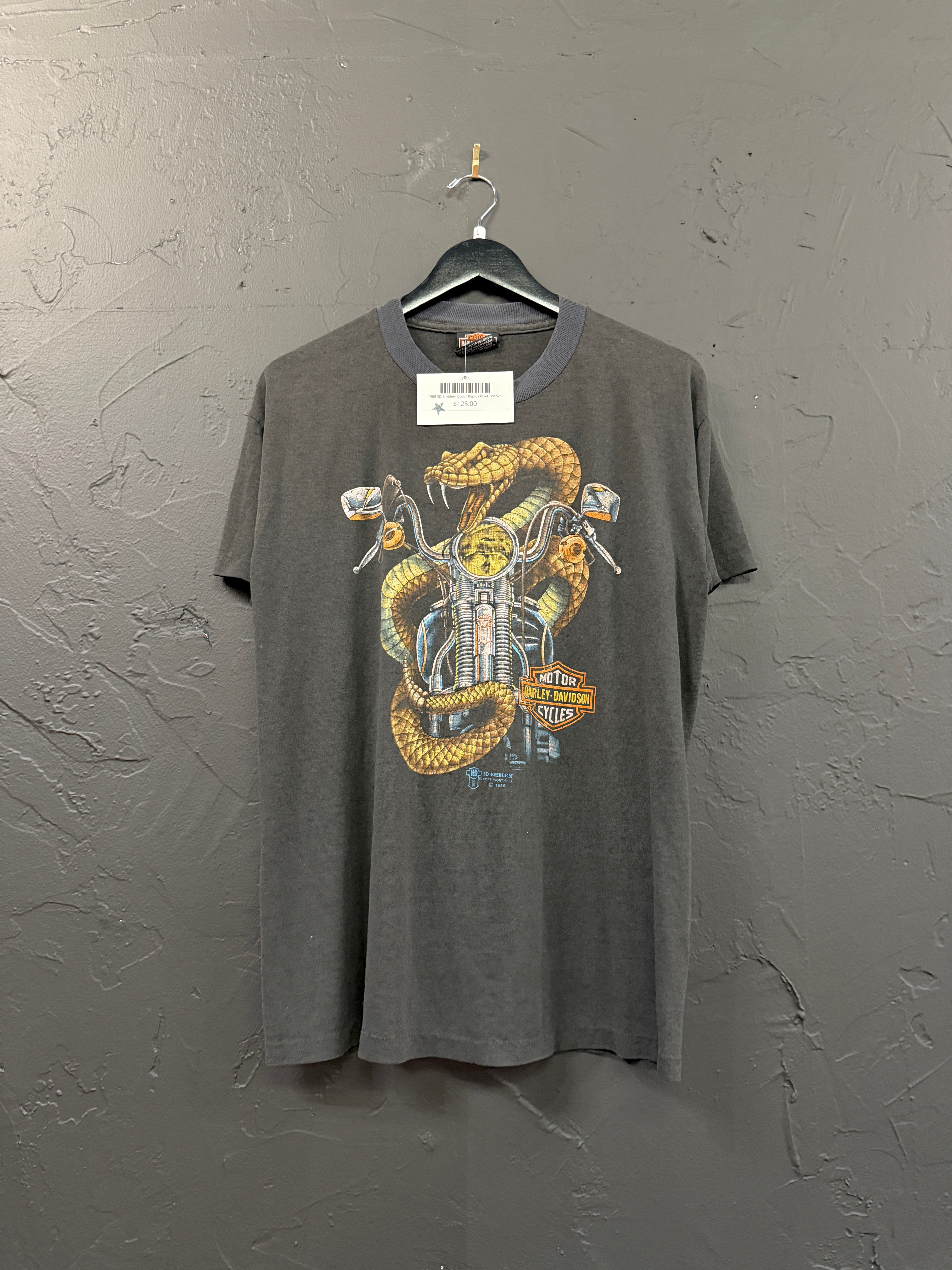 1989 3D Emblem Cedar Rapids Iowa Tee Sz L