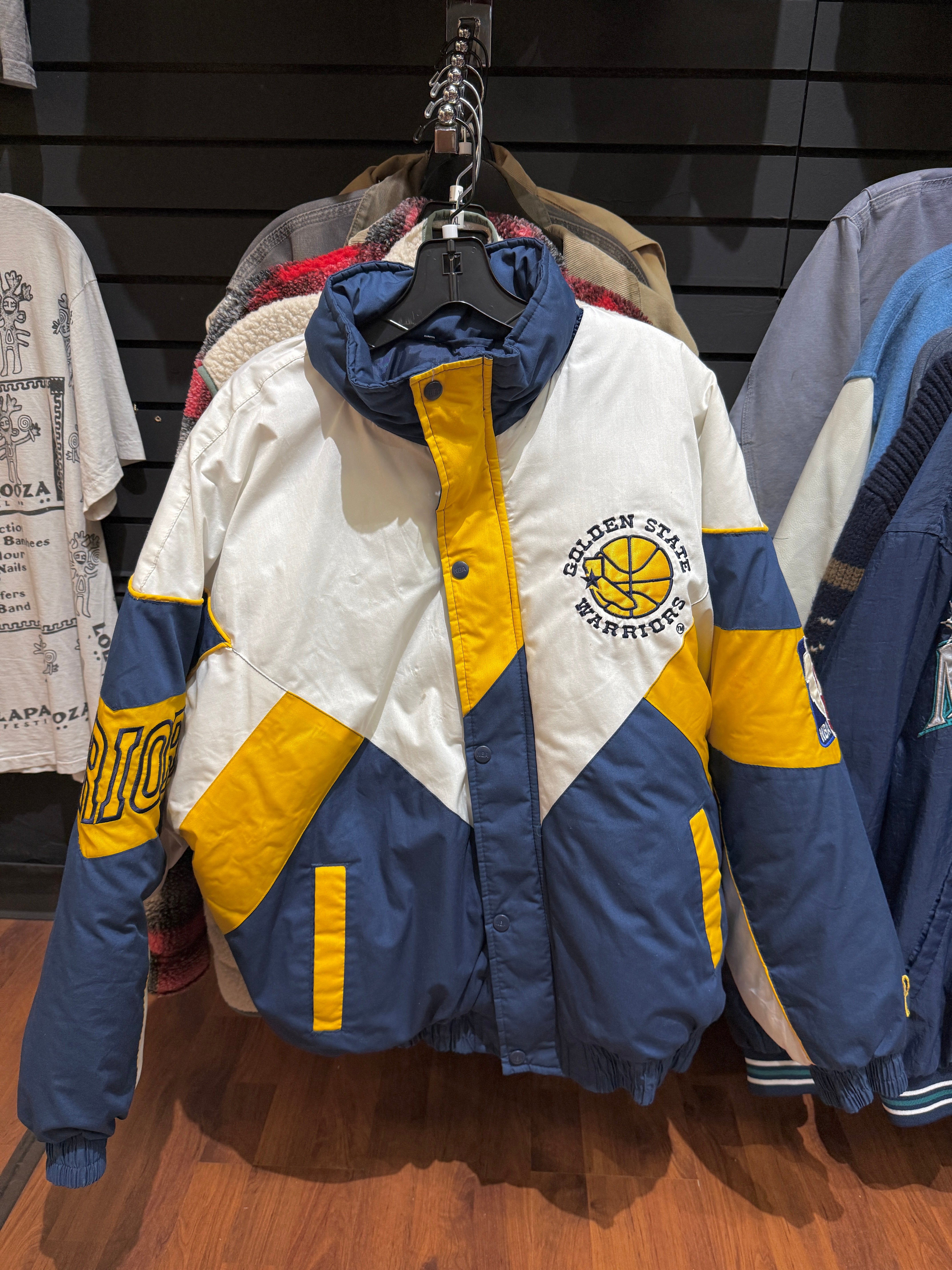 90s Pro Player Golden State Warriors Puffer Sz L