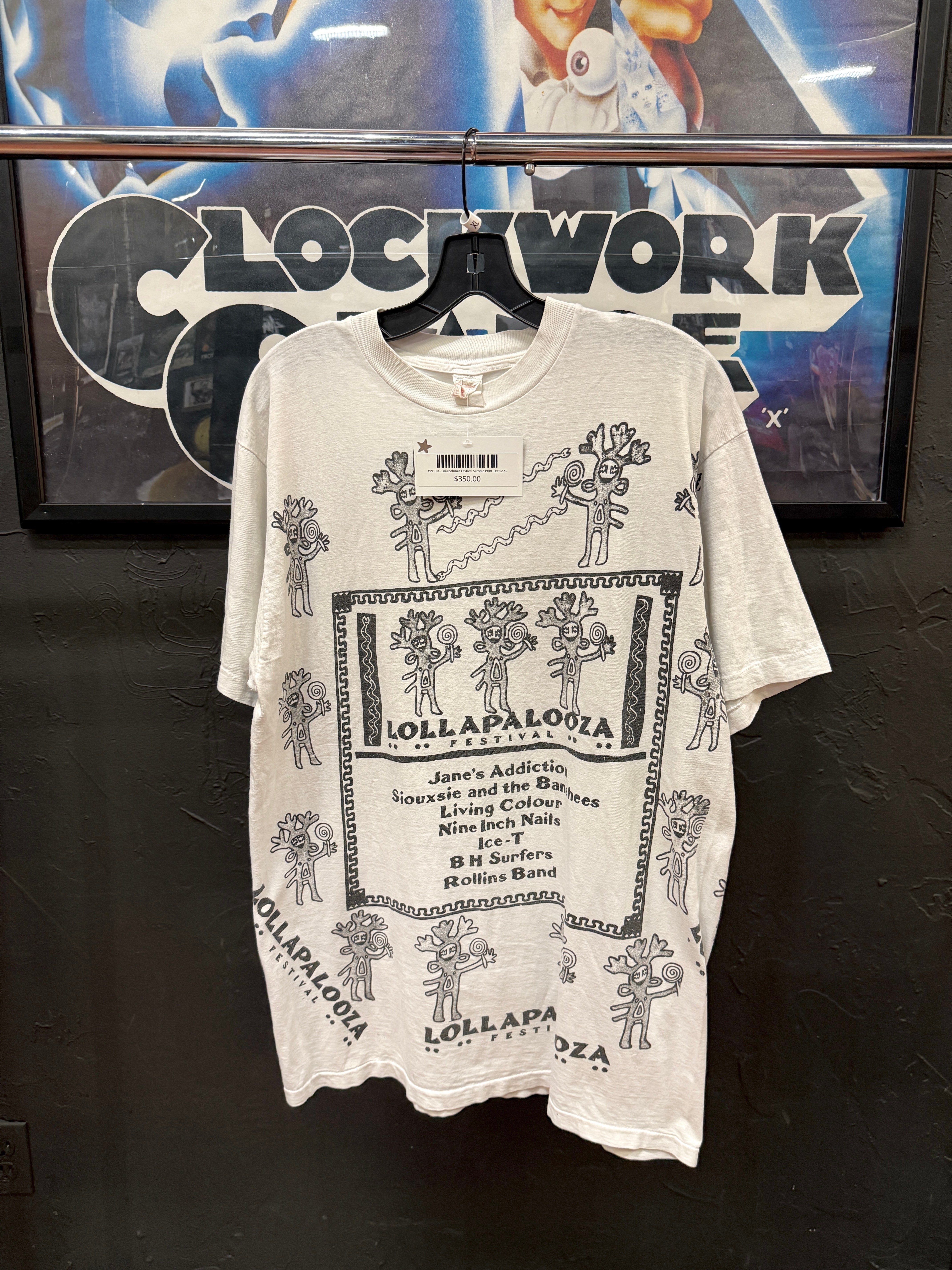 1991 OG Lollapalooza Festival Sample Print Tee Sz XL