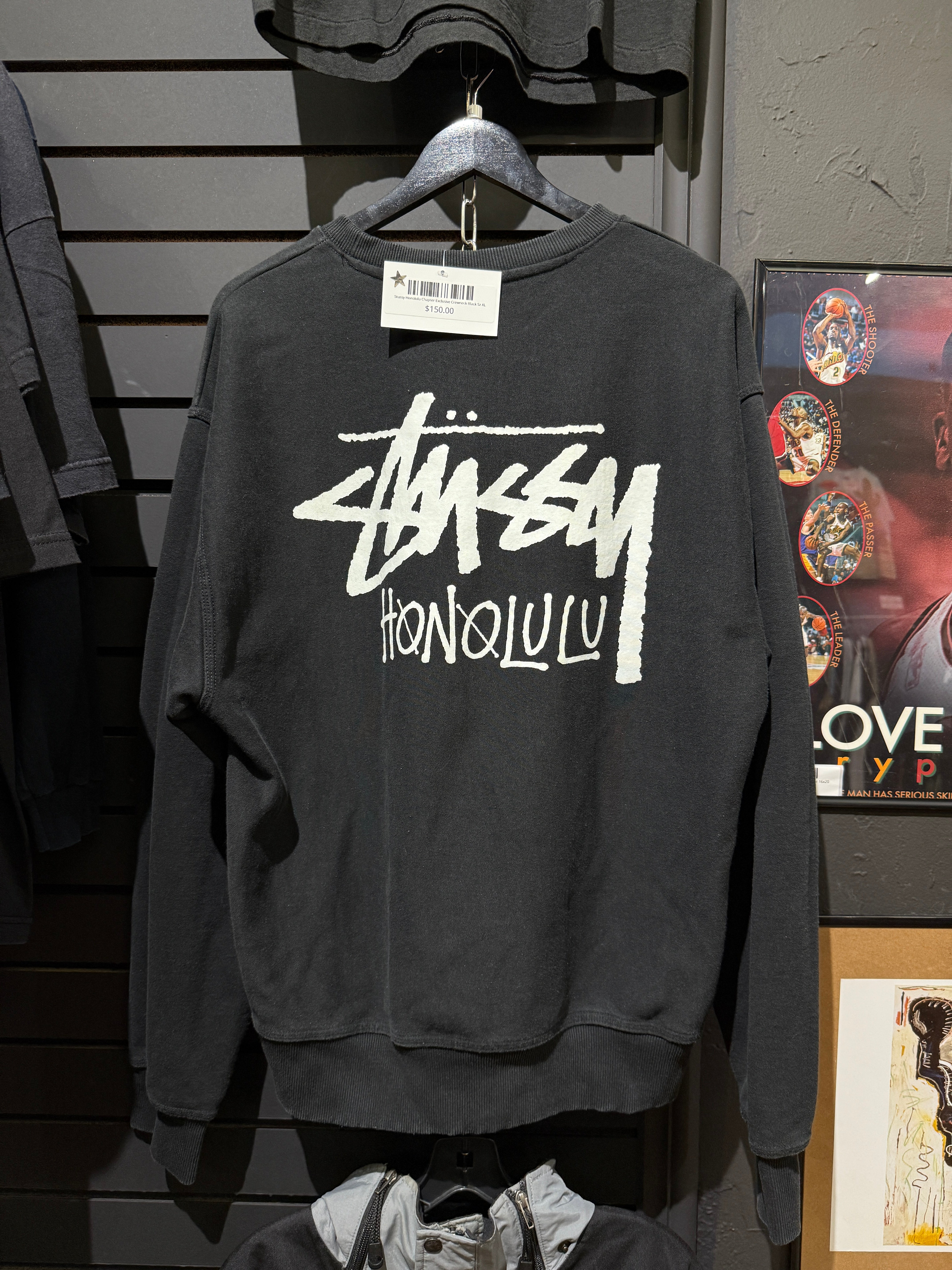 Stussy Honolulu Chapter Exclusive Crewneck Black Sz XL